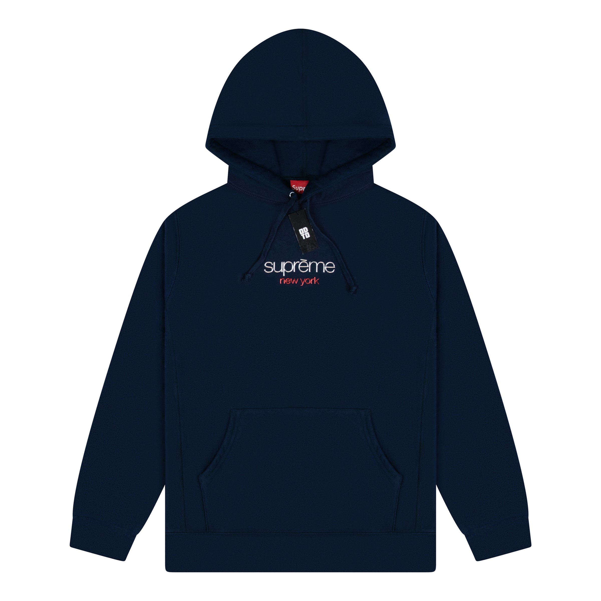SUPREME CHROME CLASSIC LOGO HOODIE NAVY – ODTO