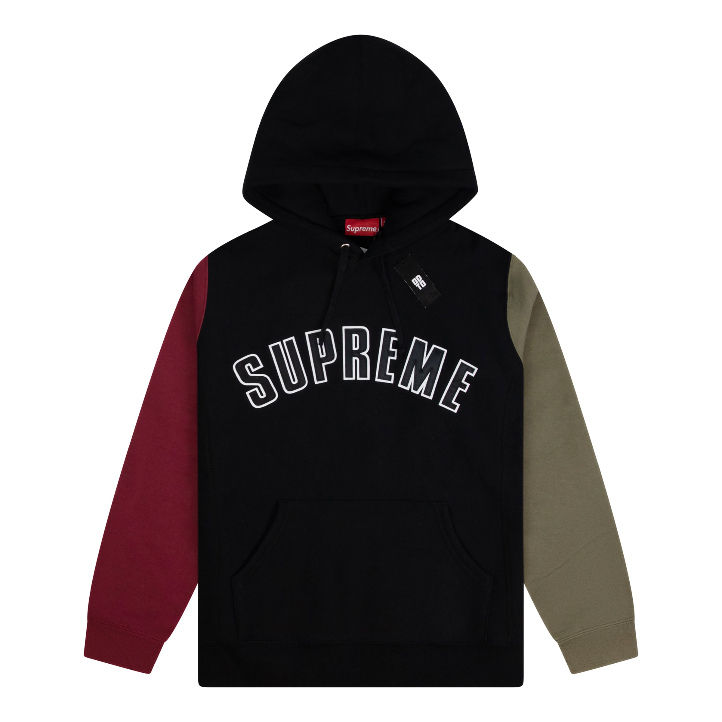 SUPREME COLOUR BLOCKED ARC LOGO HOODIE BLACK – ODTO