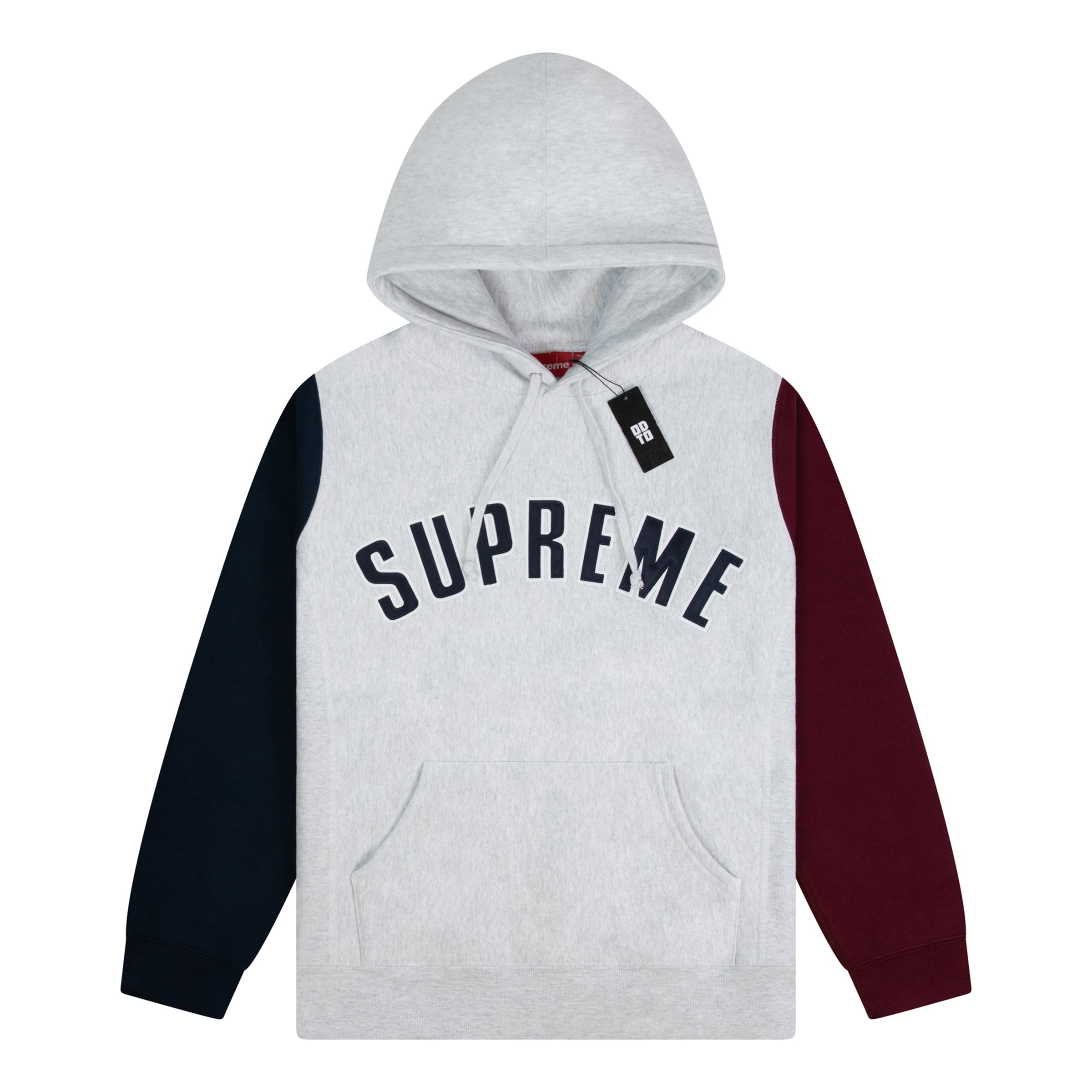 SUPREME COLOUR BLOCKED ARC LOGO HOODIE GREY – ODTO
