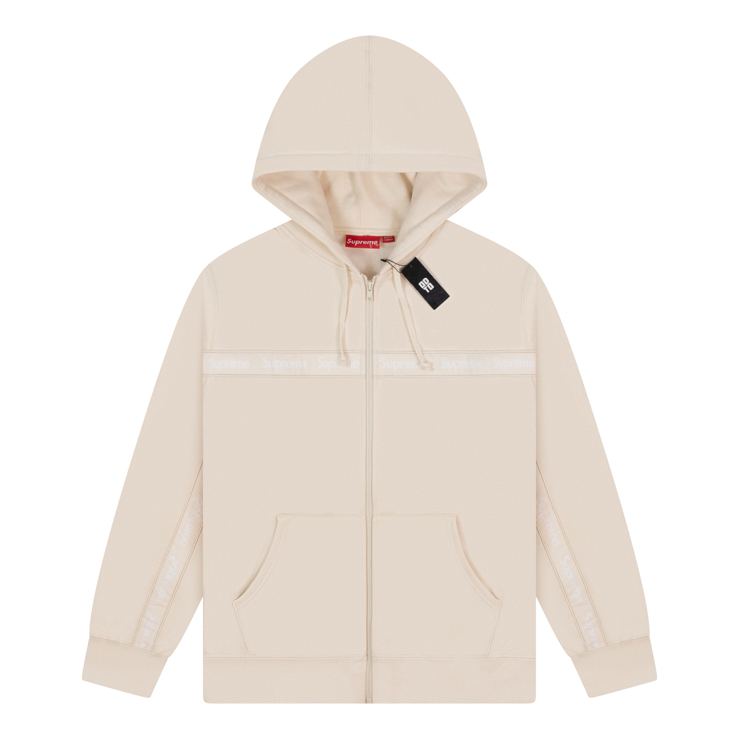 supreme text stripe zip up hooded L grey Text Stripe Zip Up Hooded 