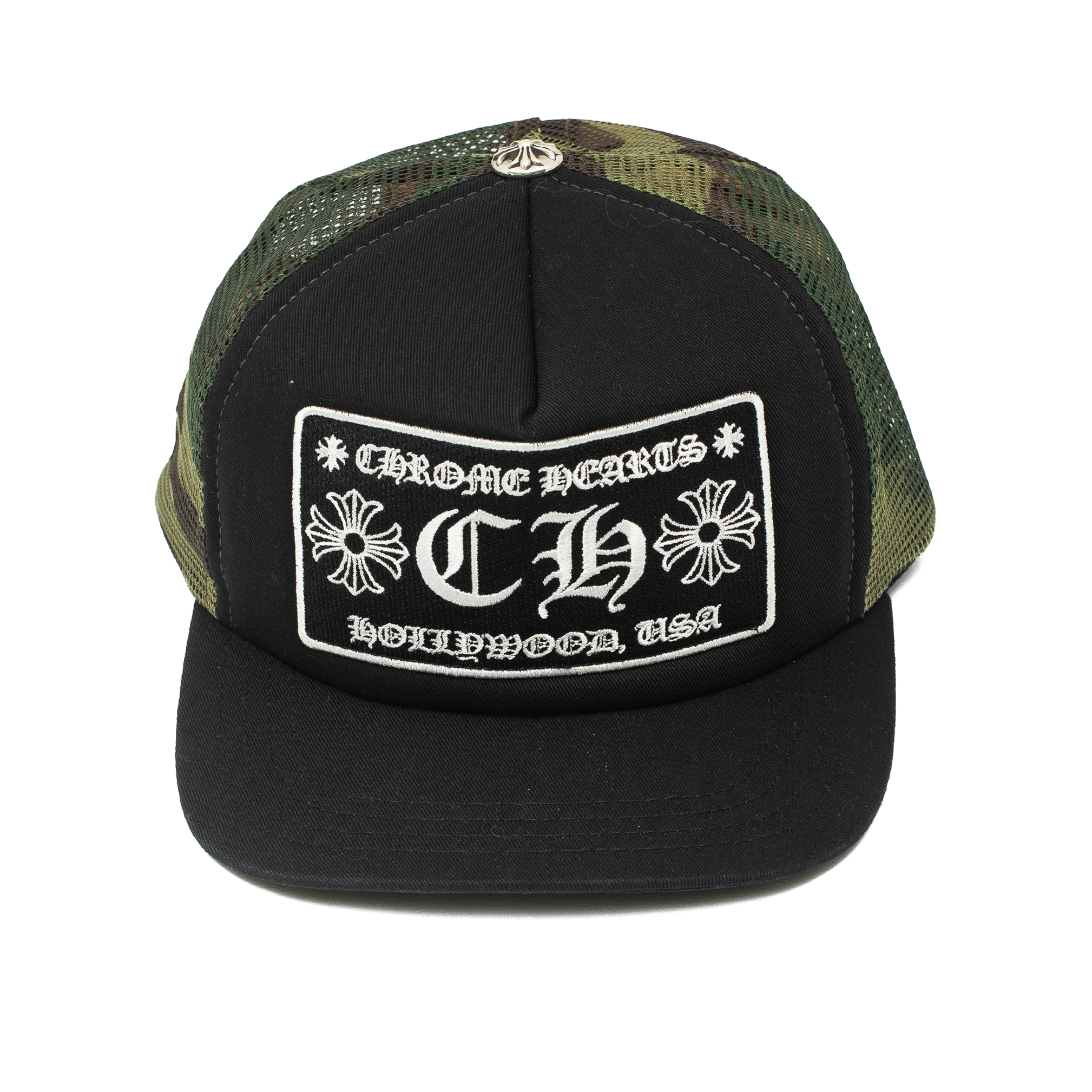 CHROME HEARTS CH HOLLYWOOD TRUCKER HAT BLACK/CAMO – ODTO