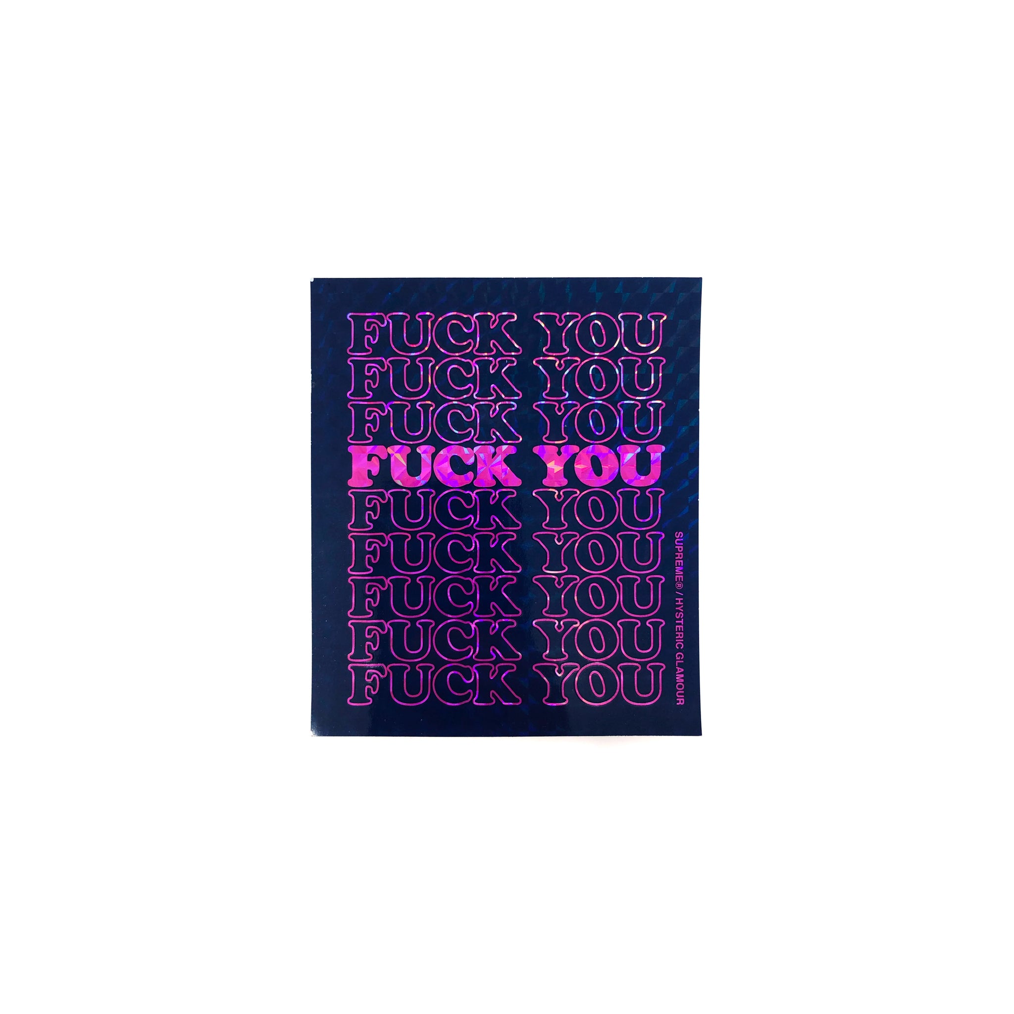 SUPREME HYSTERIC GLAMOUR FUCK YOU STICKER PURPLE – ODTO