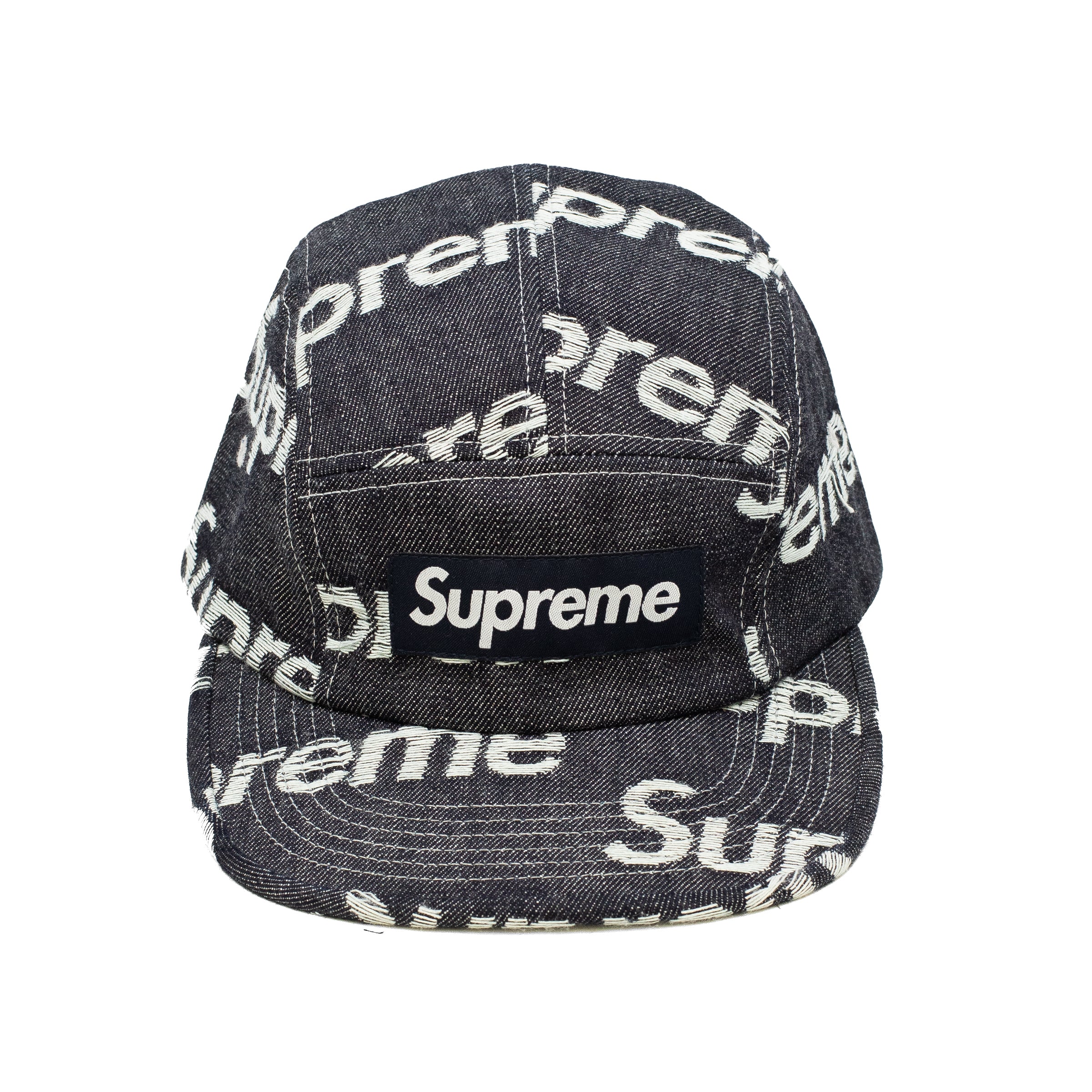 SUPREME JACQUARD LOGO DENIM CAMP CAP BLACK/BLACK – ODTO