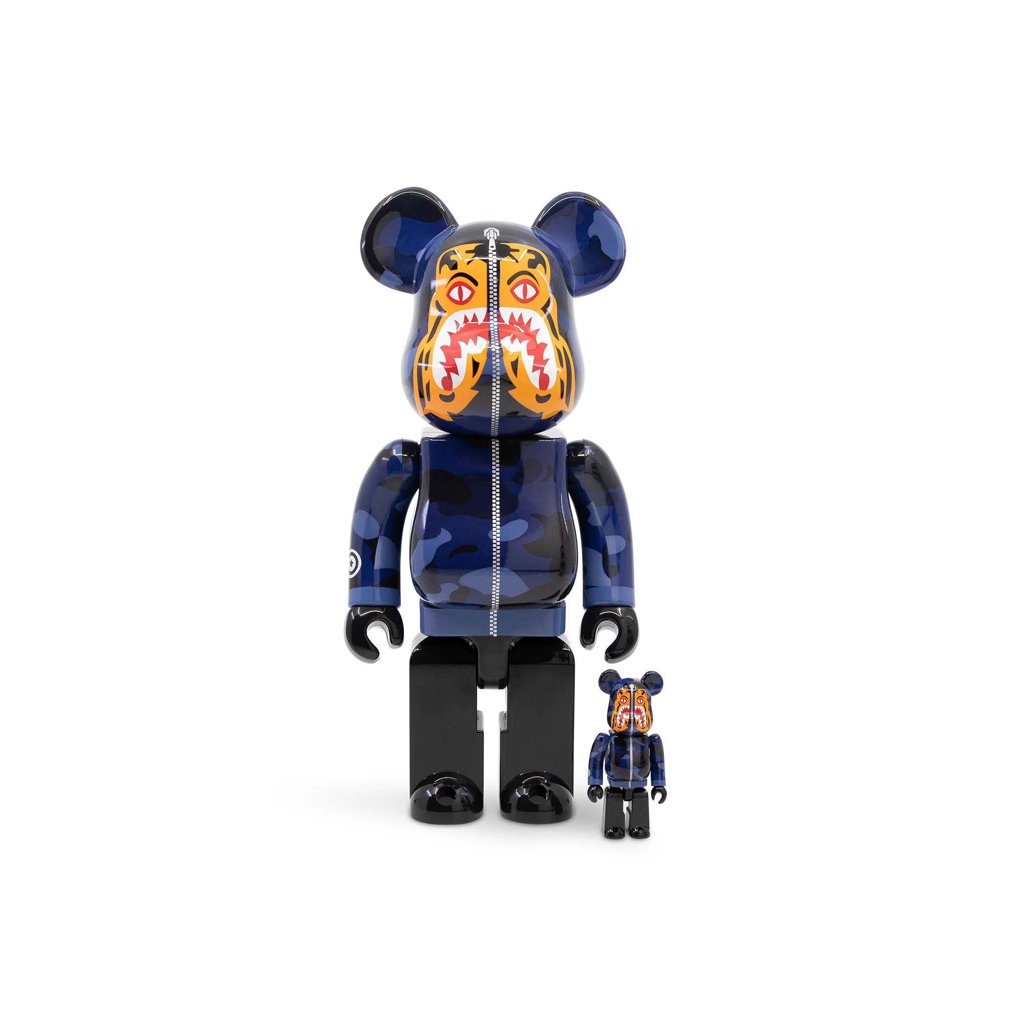 BEARBRICK BAPE CAMO TIGER 100% & 400% SET NAVY