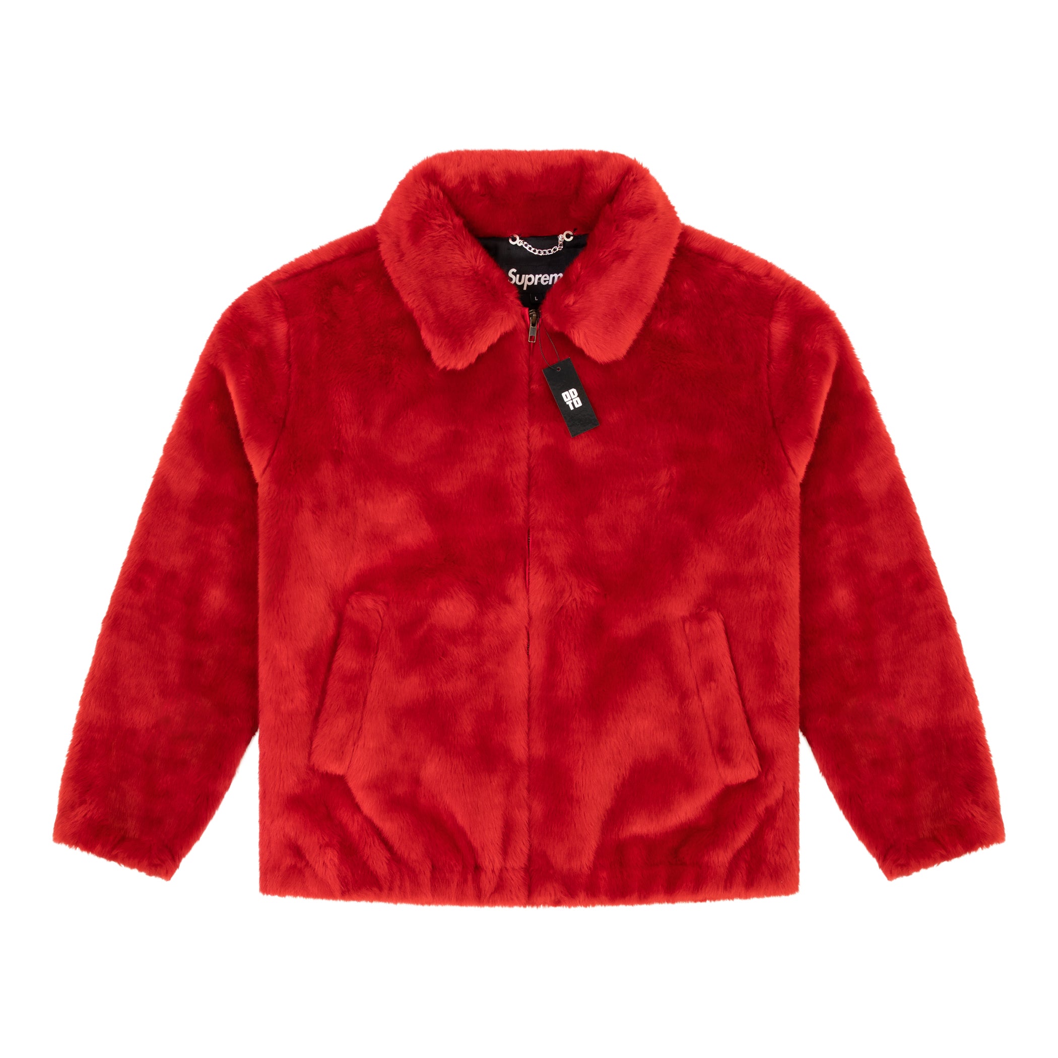 Supreme red cheap fur coat