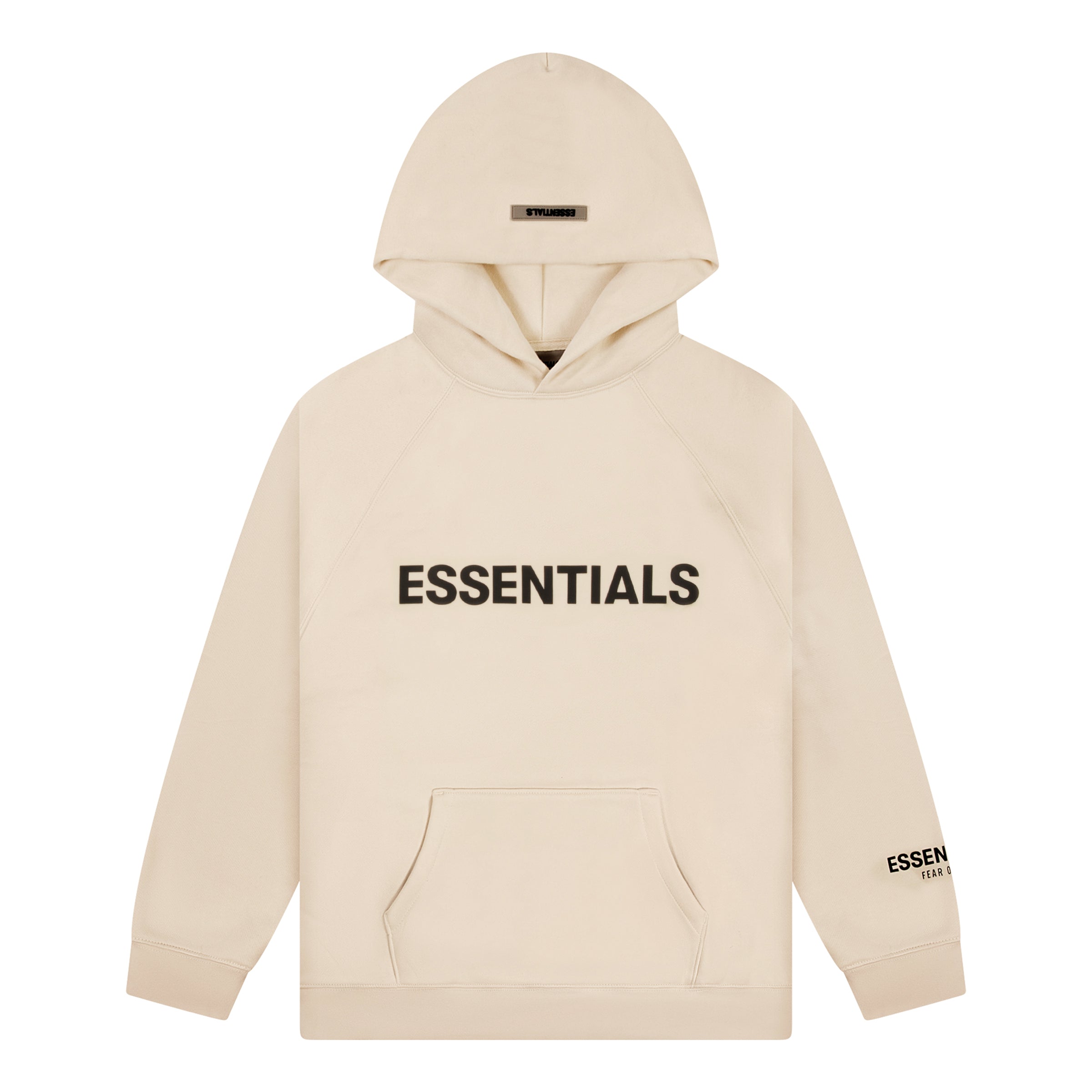 ESSENTIALS FRONT LOGO HOODIE CREAM