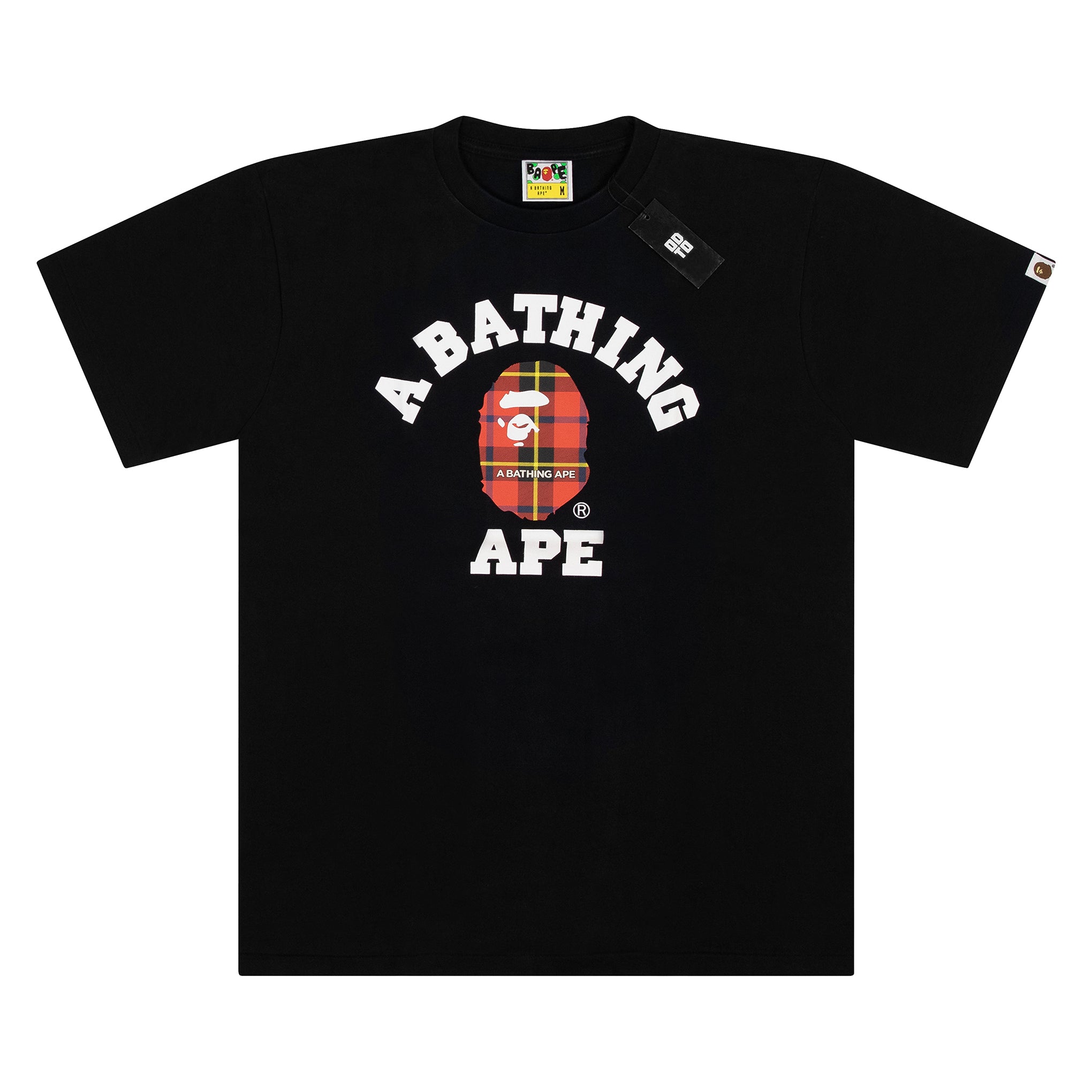 BAPE LOGO CHECK COLLEGE TEE BLACK/RED