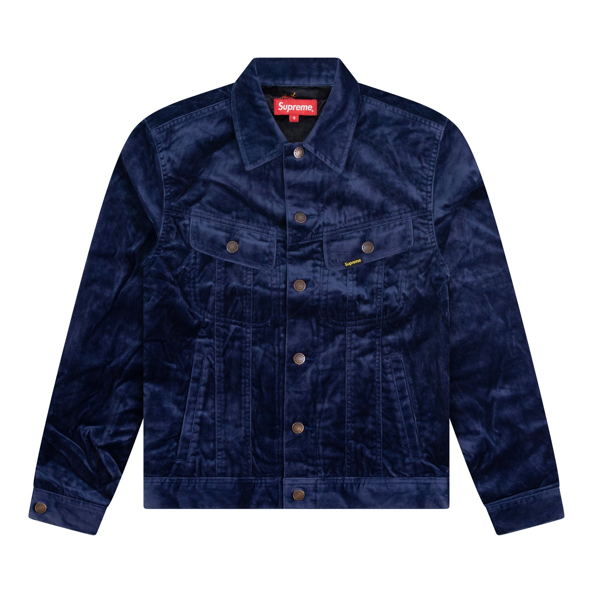 SUPREME VELVET TRUCKER JACKET NAVY – ODTO