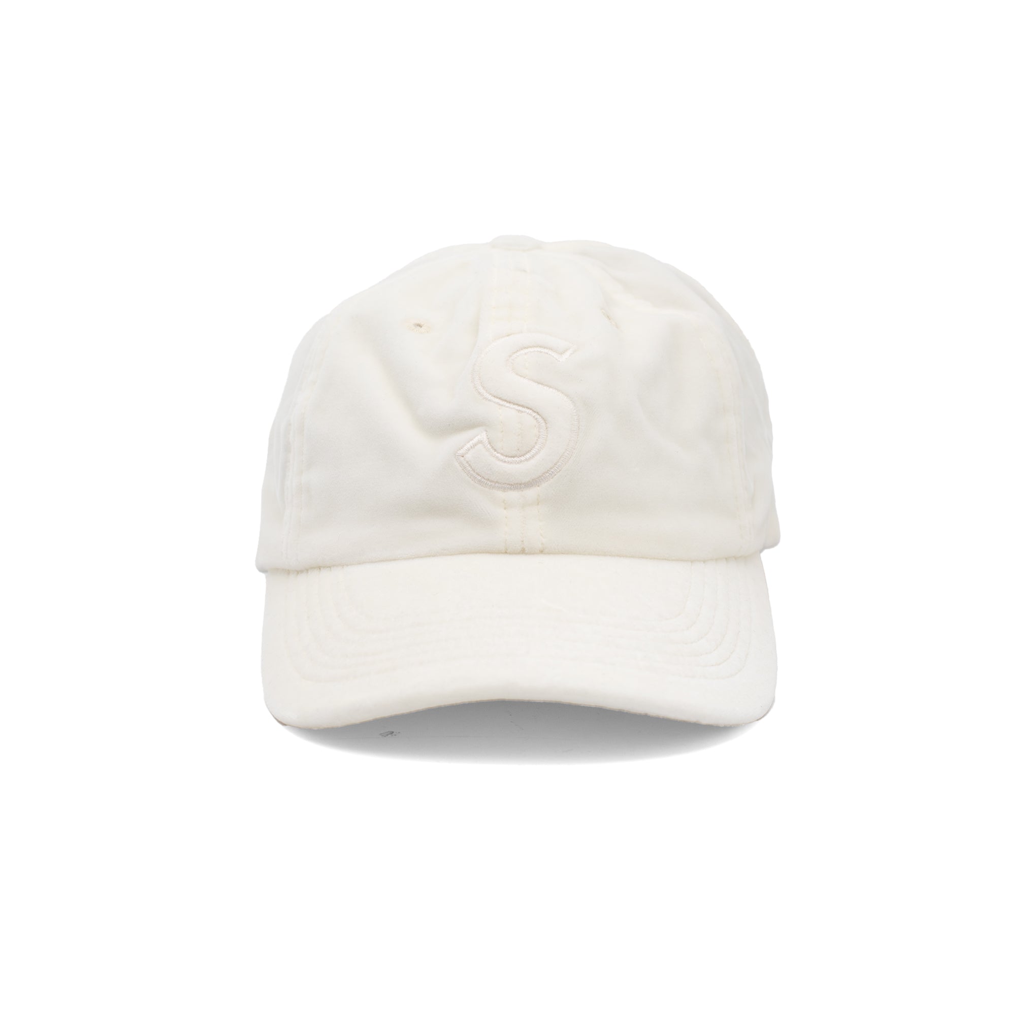 SUPREME VELVET S LOGO 6 PANEL WHITE