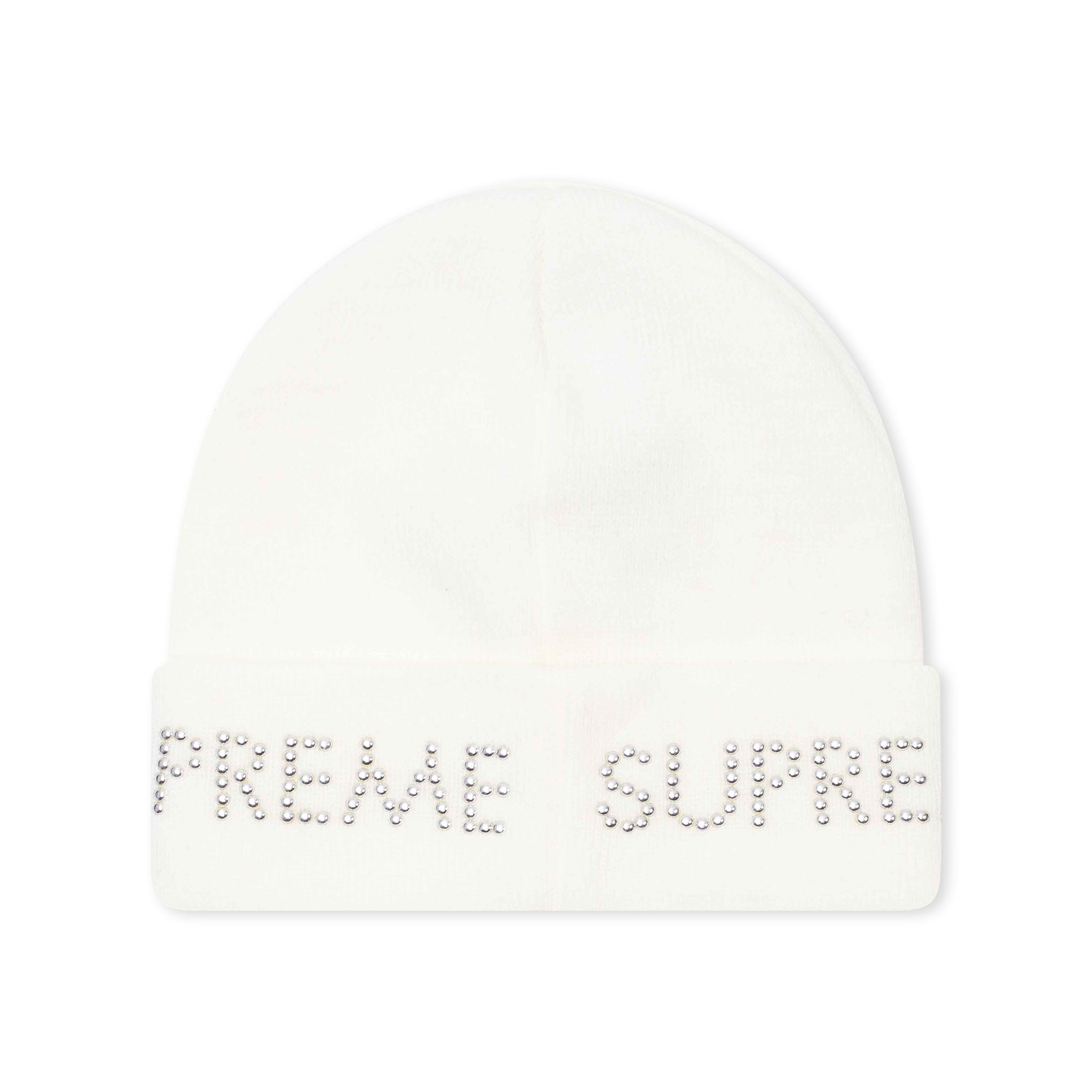 SUPREME STUDDED BEANIE WHITE FW16 ODTO