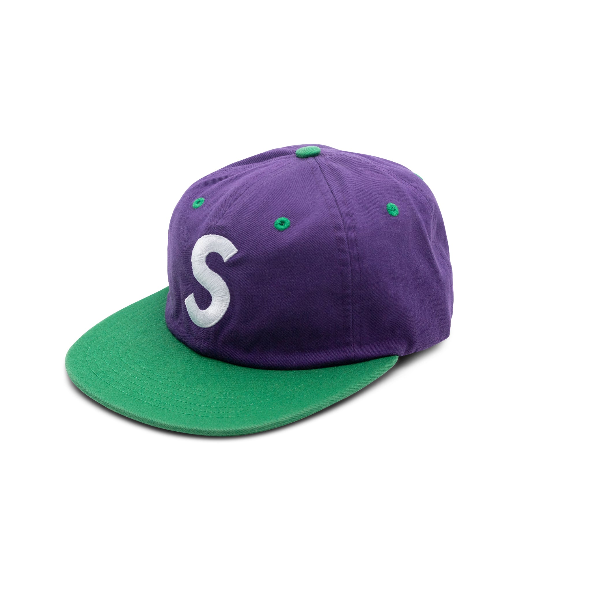 SUPREME 2-TONE WASHED S LOGO 6-PANEL PURPLE