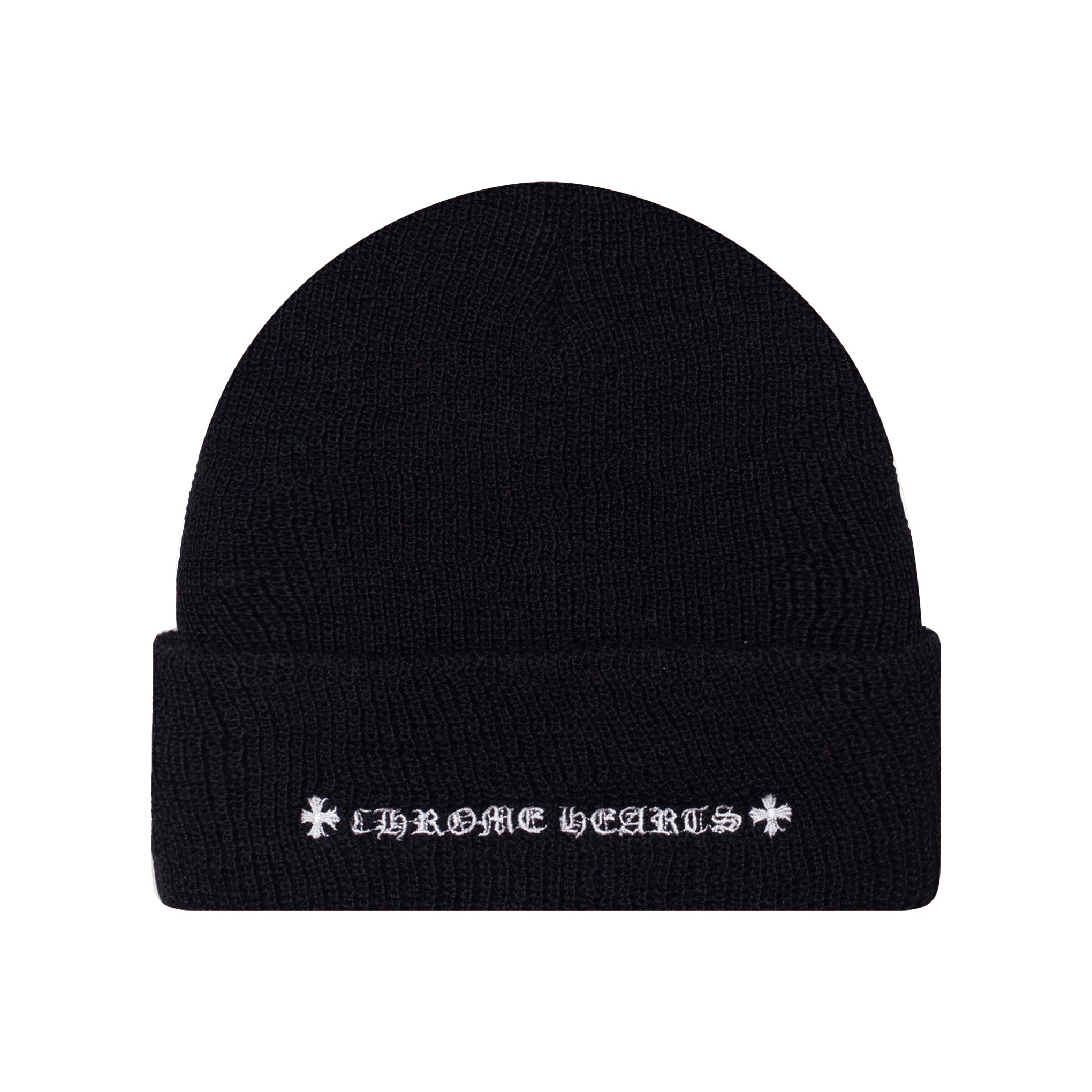 CHROME HEARTS CROSS WOOL BEANIE WHITE BLACK