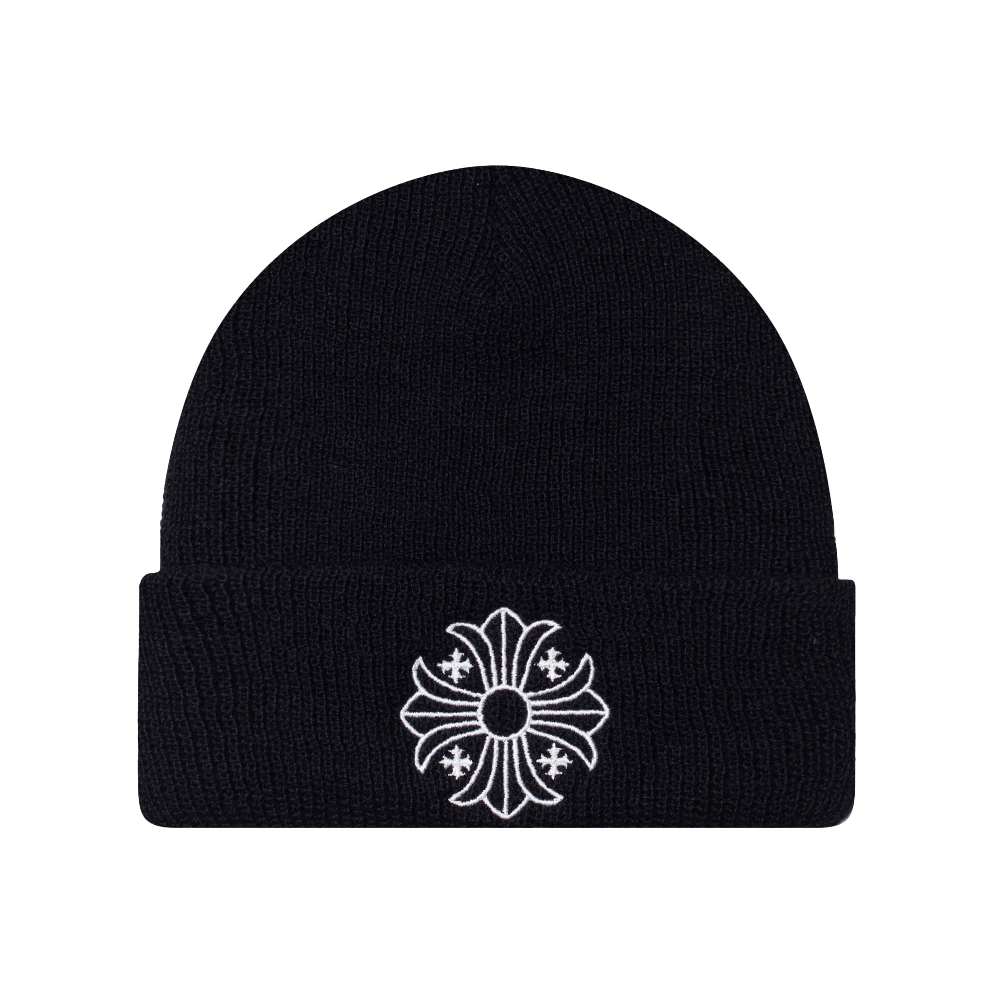 CHROME HEARTS CROSS WOOL BEANIE WHITE BLACK