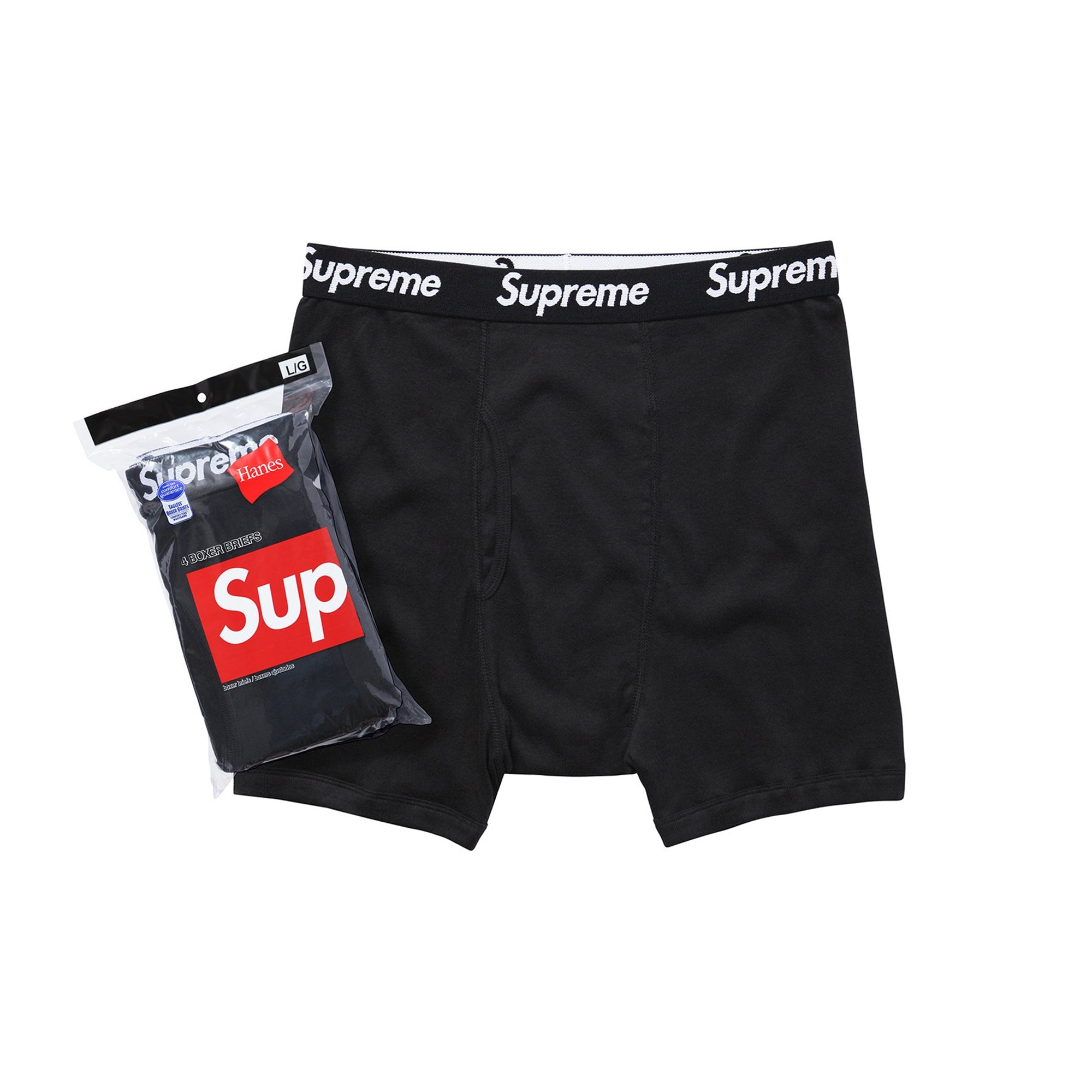 SUPREME HANES BOXER BRIEFS BLACK (4 PACK)