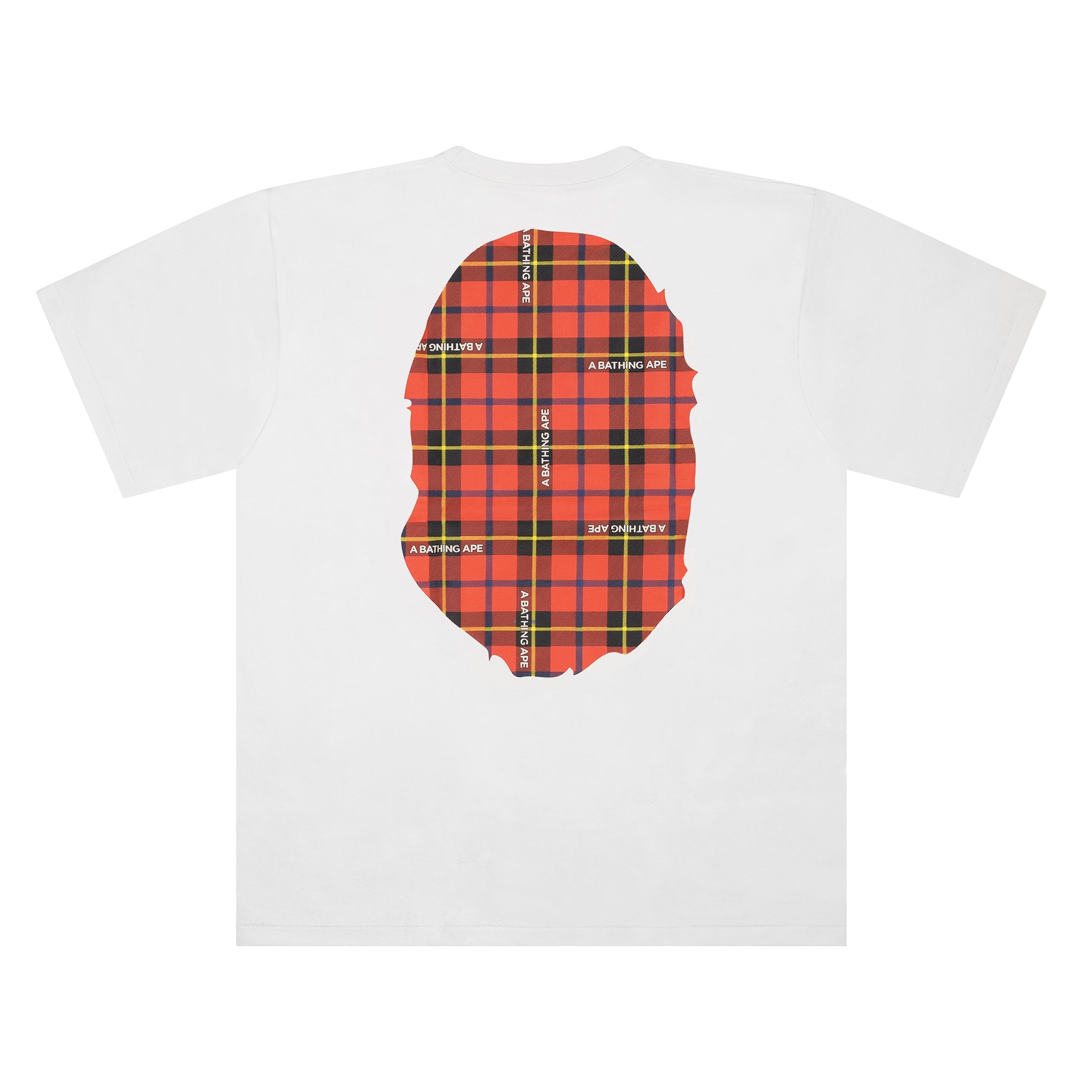 BAPE LOGO CHECK APE HEAD TEE WHITE/RED