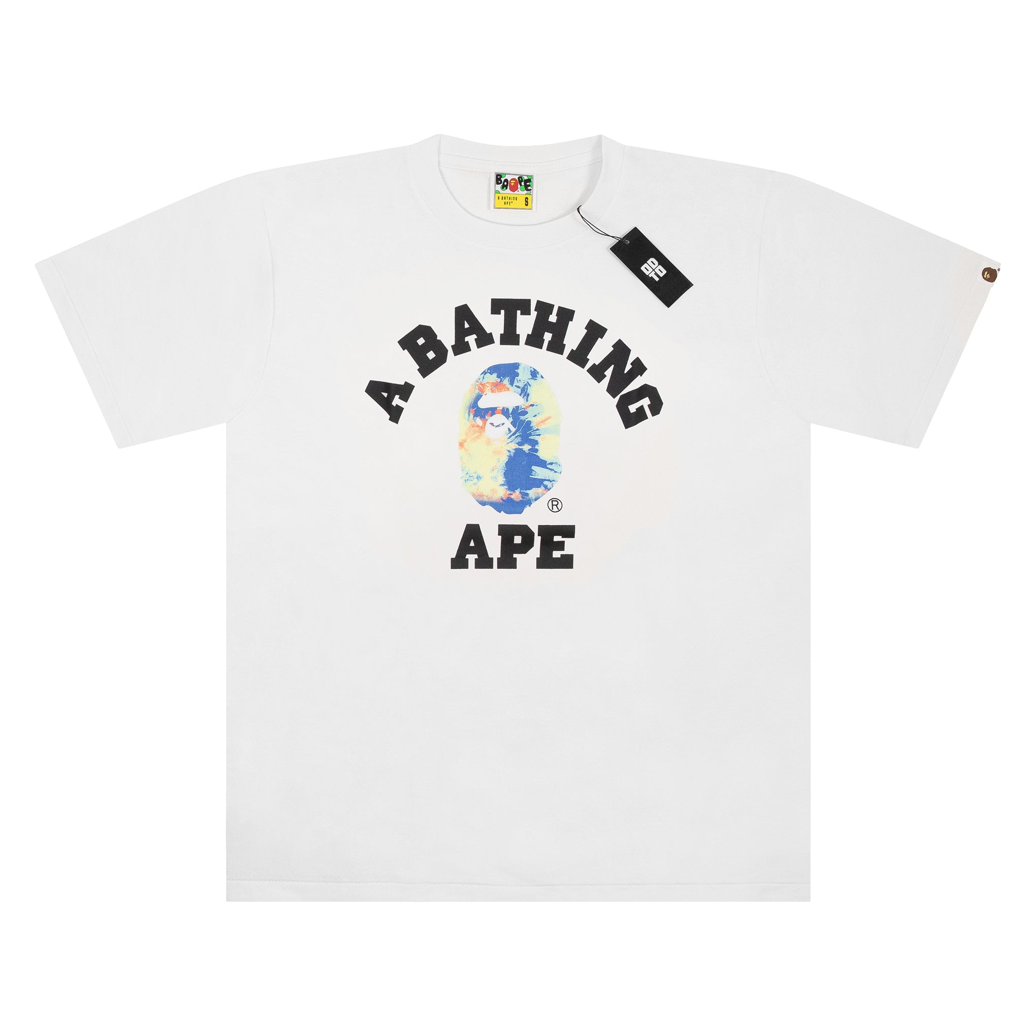 BAPE TIE DYE COLLEGE TEE WHITE/MULTI