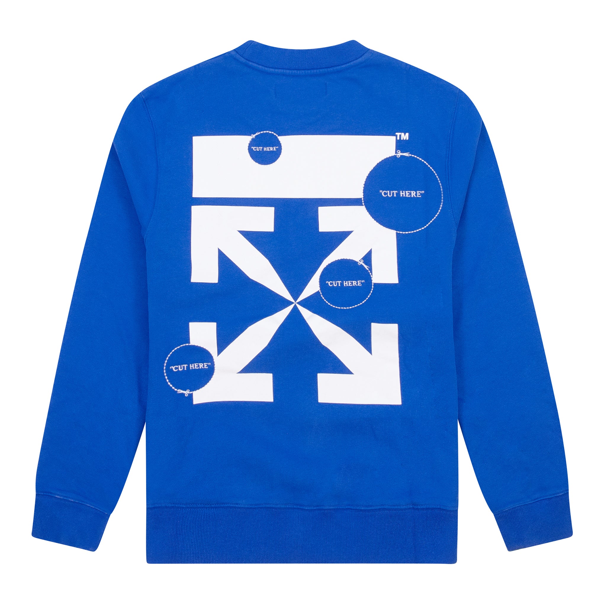 OFF-WHITE CUT HERE CREWNECK BLUE