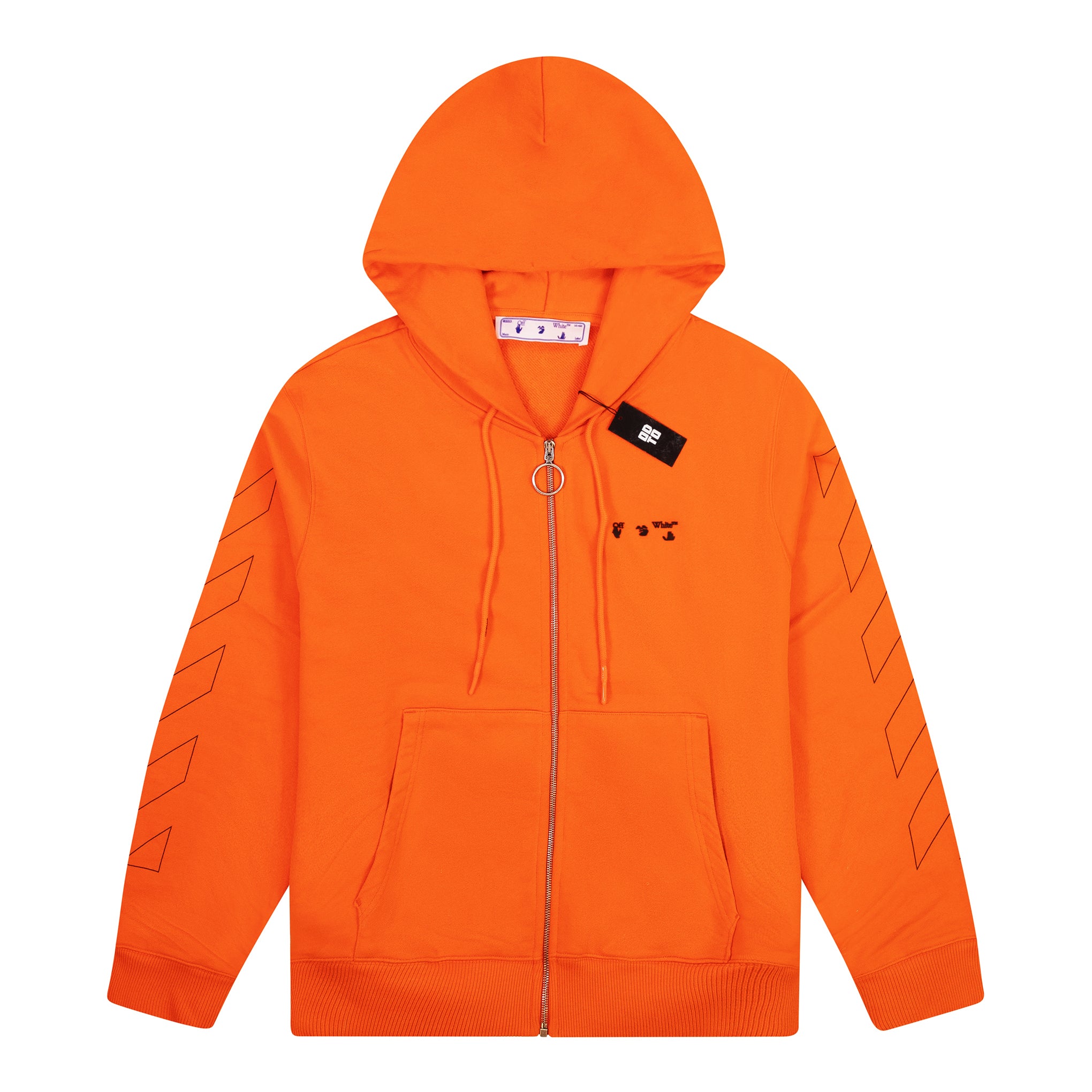 OFF-WHITE DIAGONAL LOGO ZIP UP HOODIE ORANGE