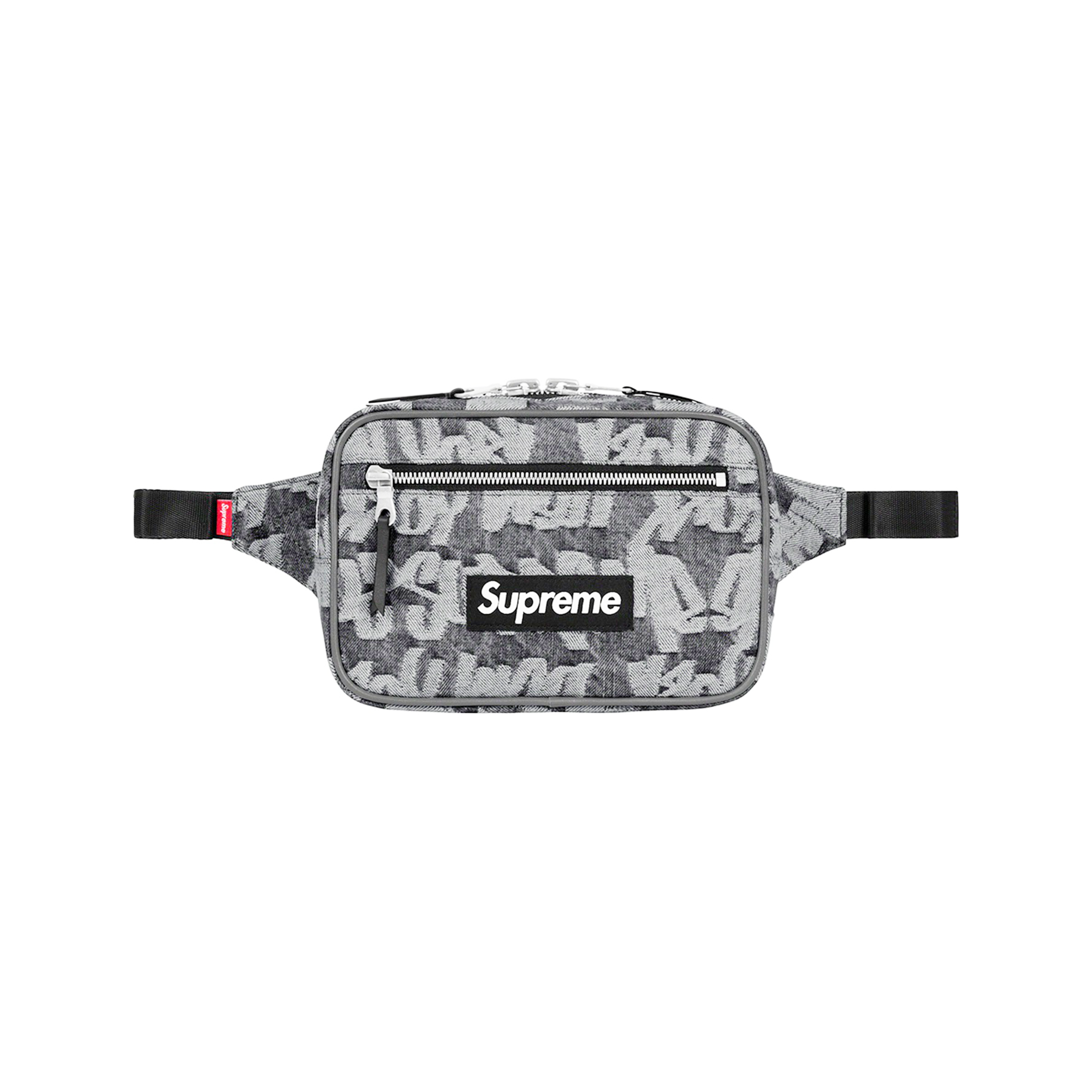 SUPREME FAT TIP JACQUARD DENIM WAIST BAG BLACK