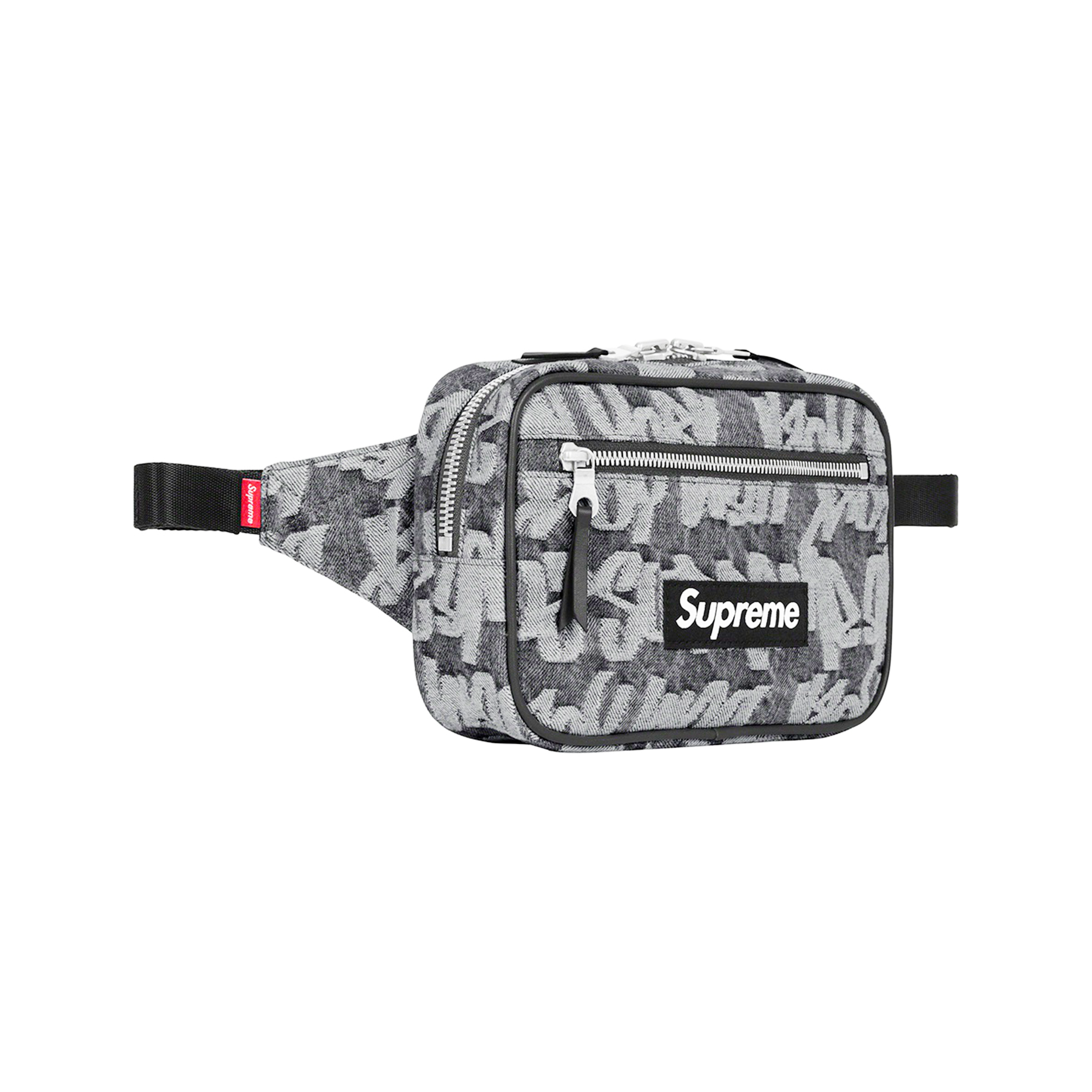 SUPREME FAT TIP JACQUARD DENIM WAIST BAG BLACK