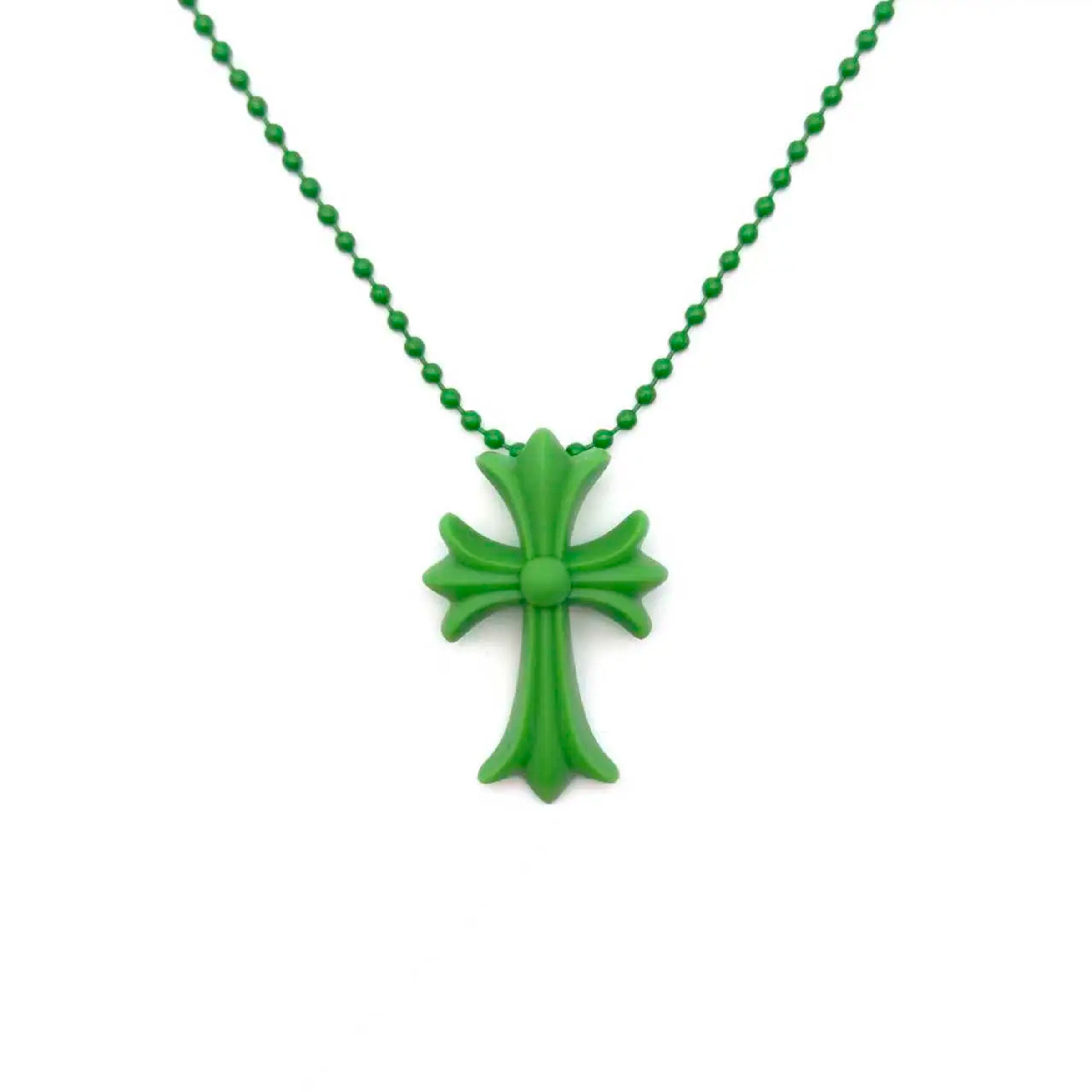 CHROME HEARTS SILICONE CROSS NECKLACE GREEN