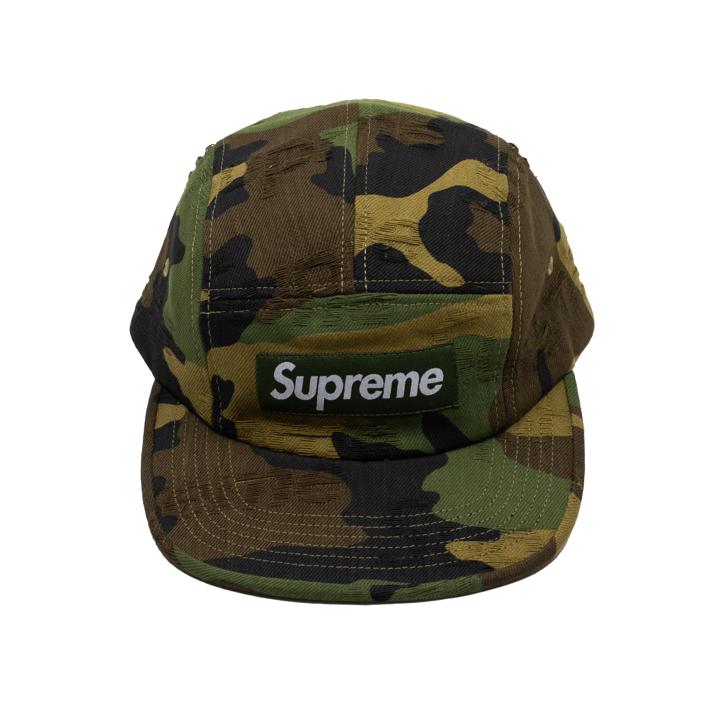 SUPREME JACQUARD LOGO DENIM CAMP CAP CAMO