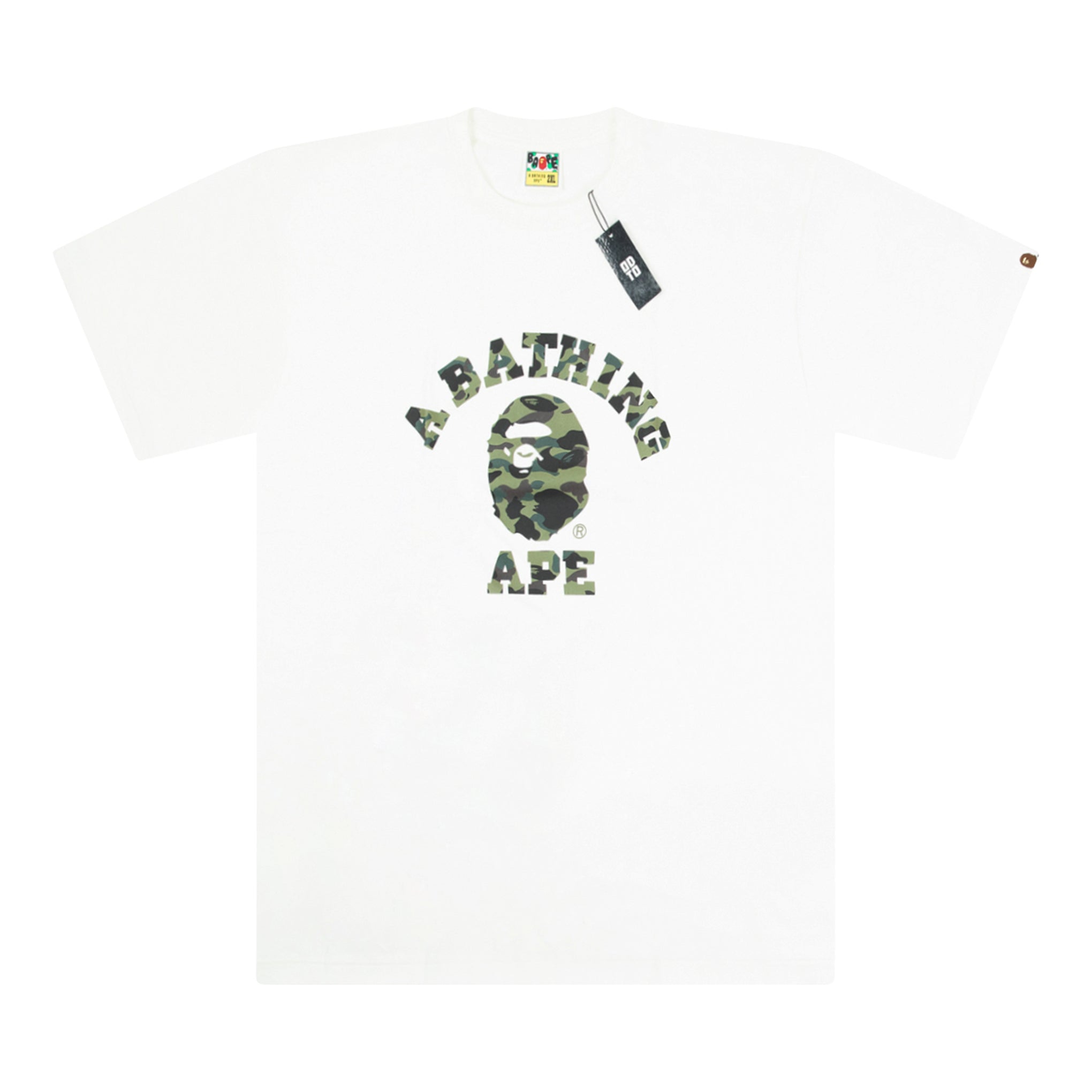 BAPE 1ST CAMO COLLEGE TEE WHITE/GREEN