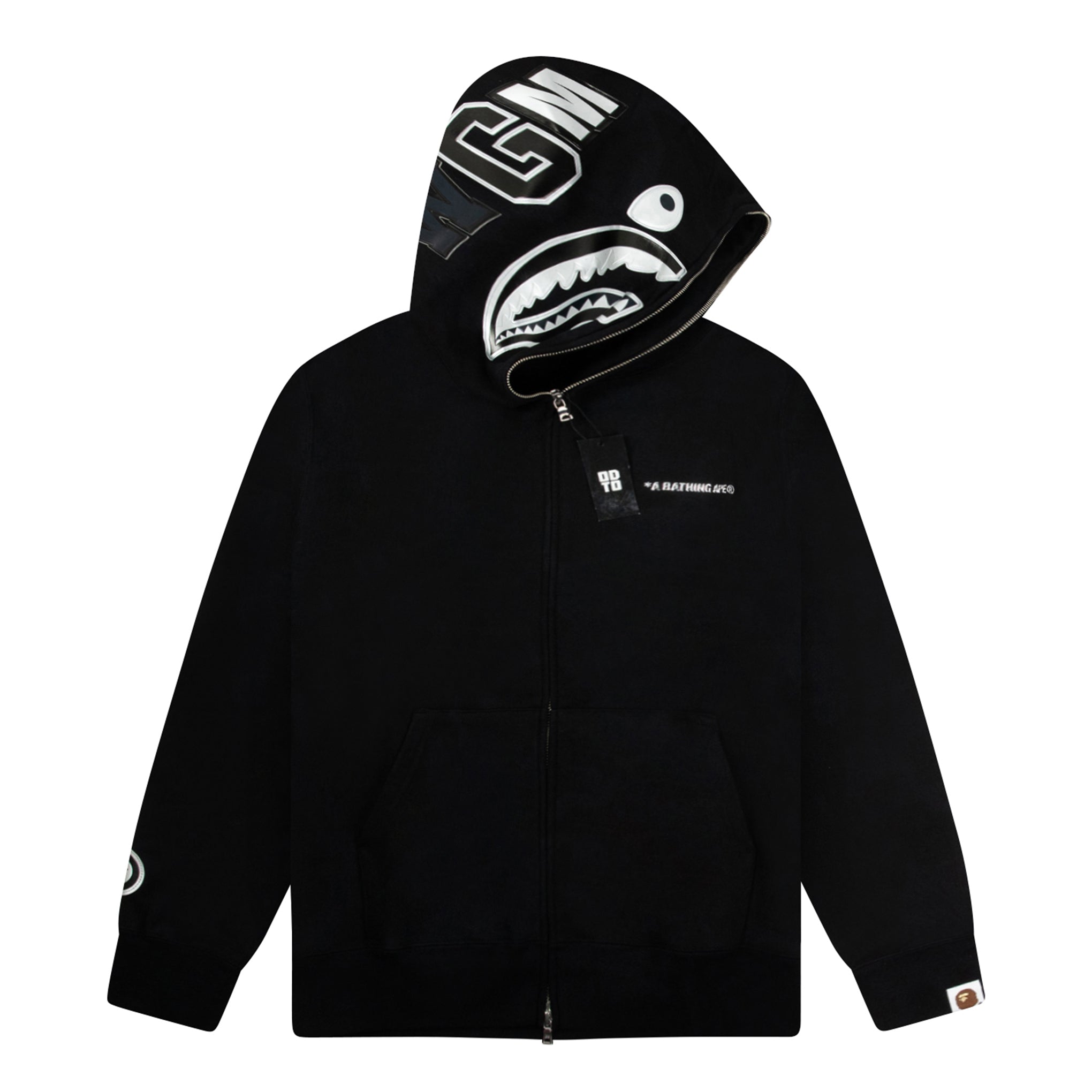 BAPE SILVER SHARK FULL ZIP HOODIE BLACK