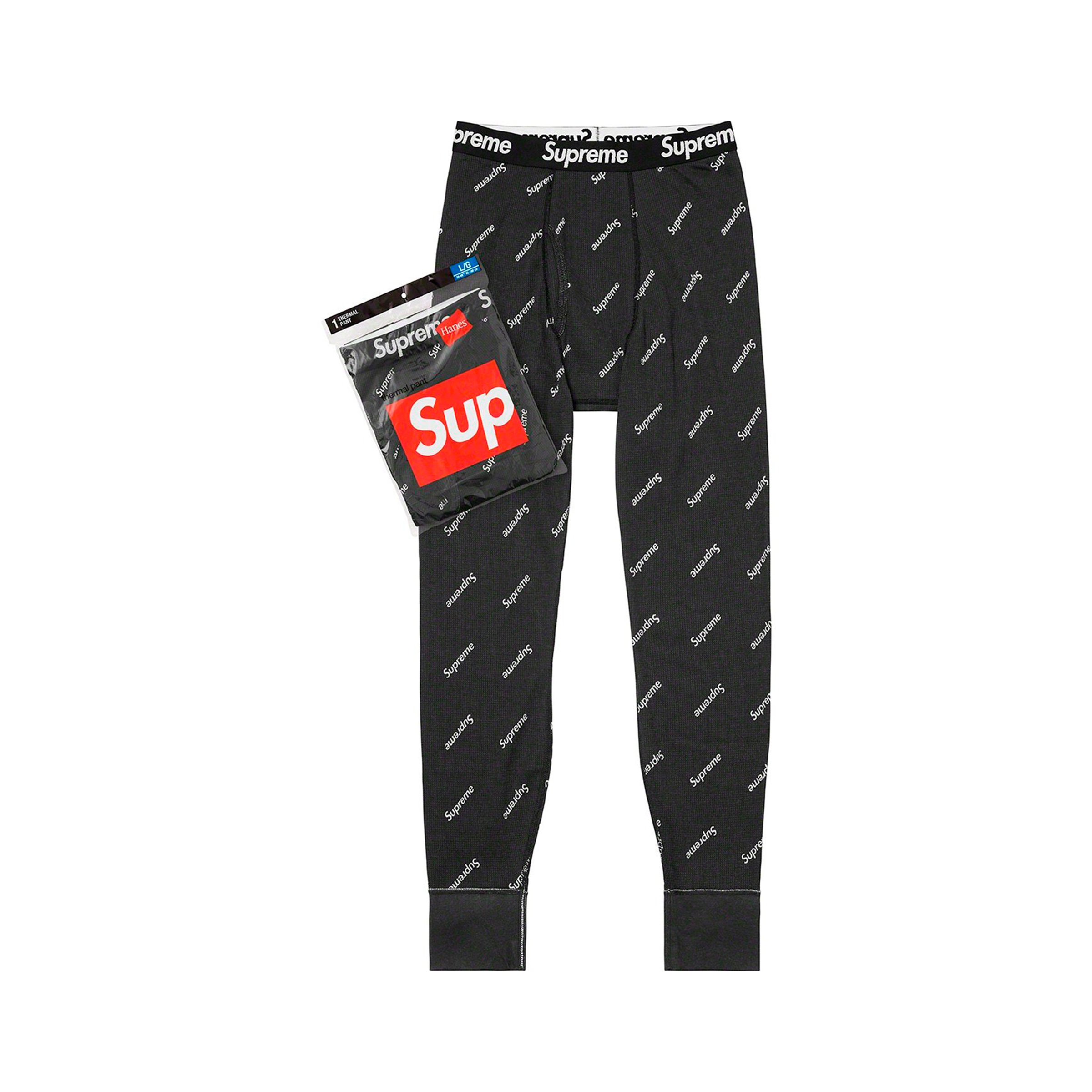 SUPREME HANES THERMAL PANT BLACK