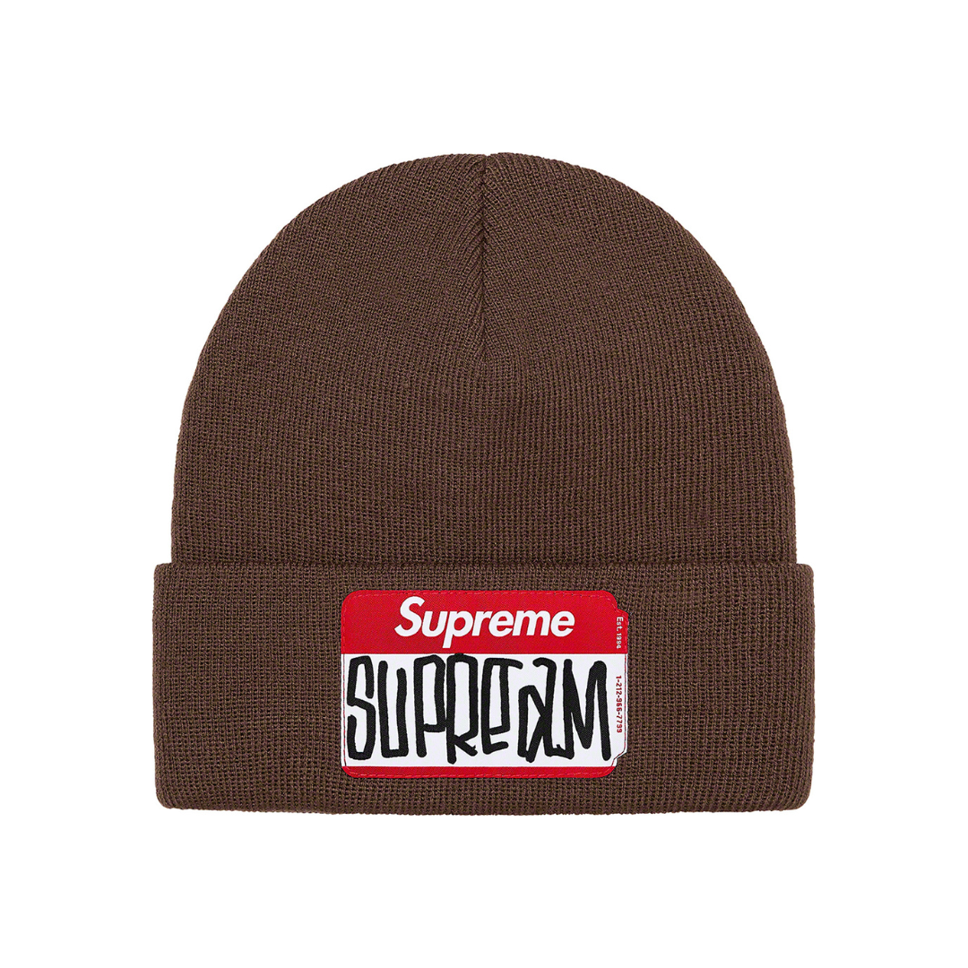 SUPREME GONZ NAME TAG BEANIE BROWN