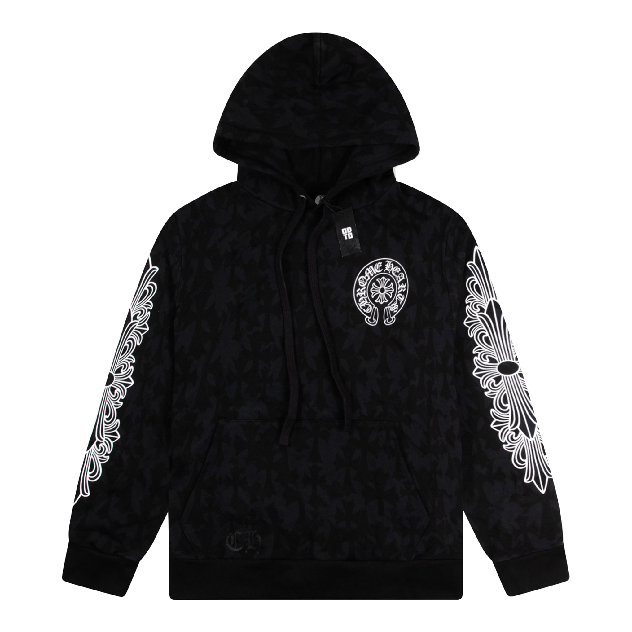 CHROME HEARTS CEMETERY CROSS ALL OVER PRINT HOODIE BLACK