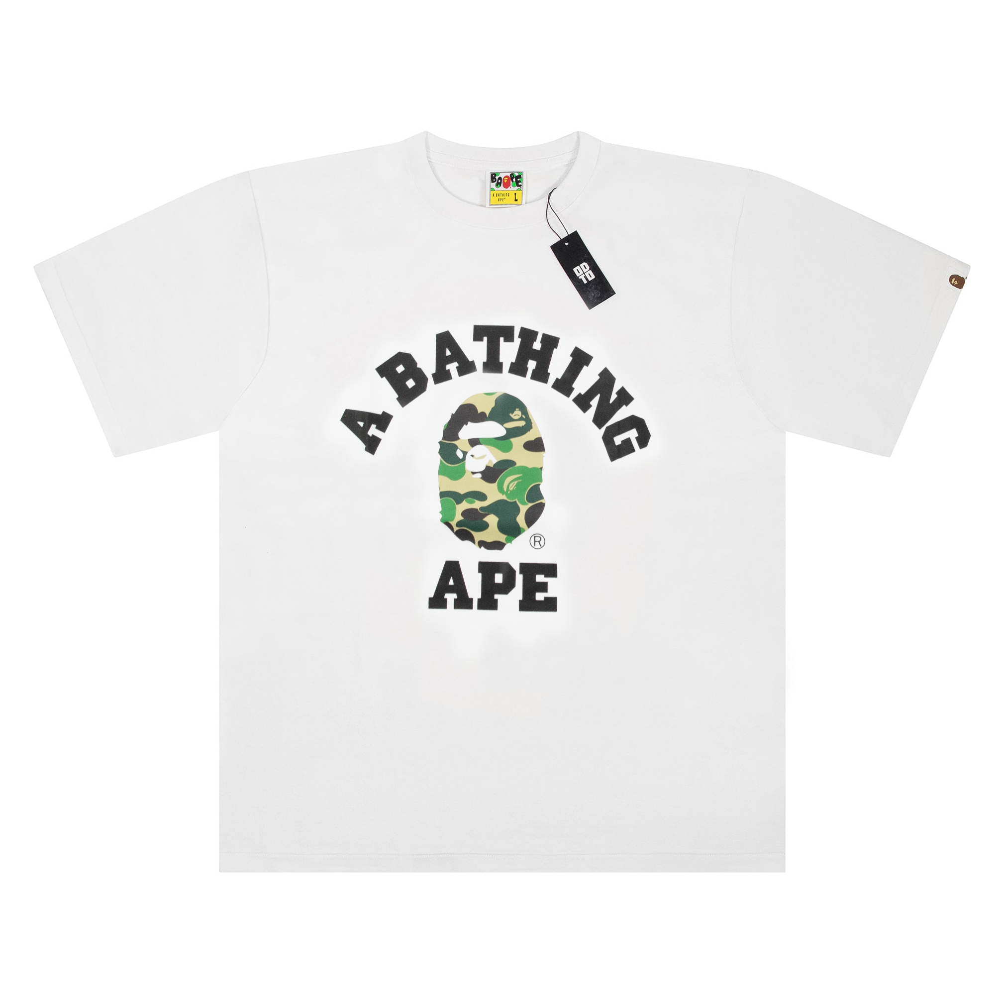 BAPE ABC CAMO COLLEGE TEE WHITE/GREEN