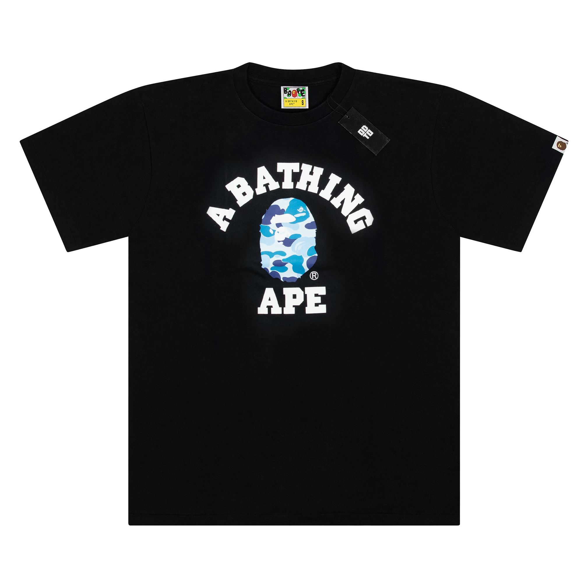 BAPE ABC CAMO COLLEGE TEE BLACK/BLUE