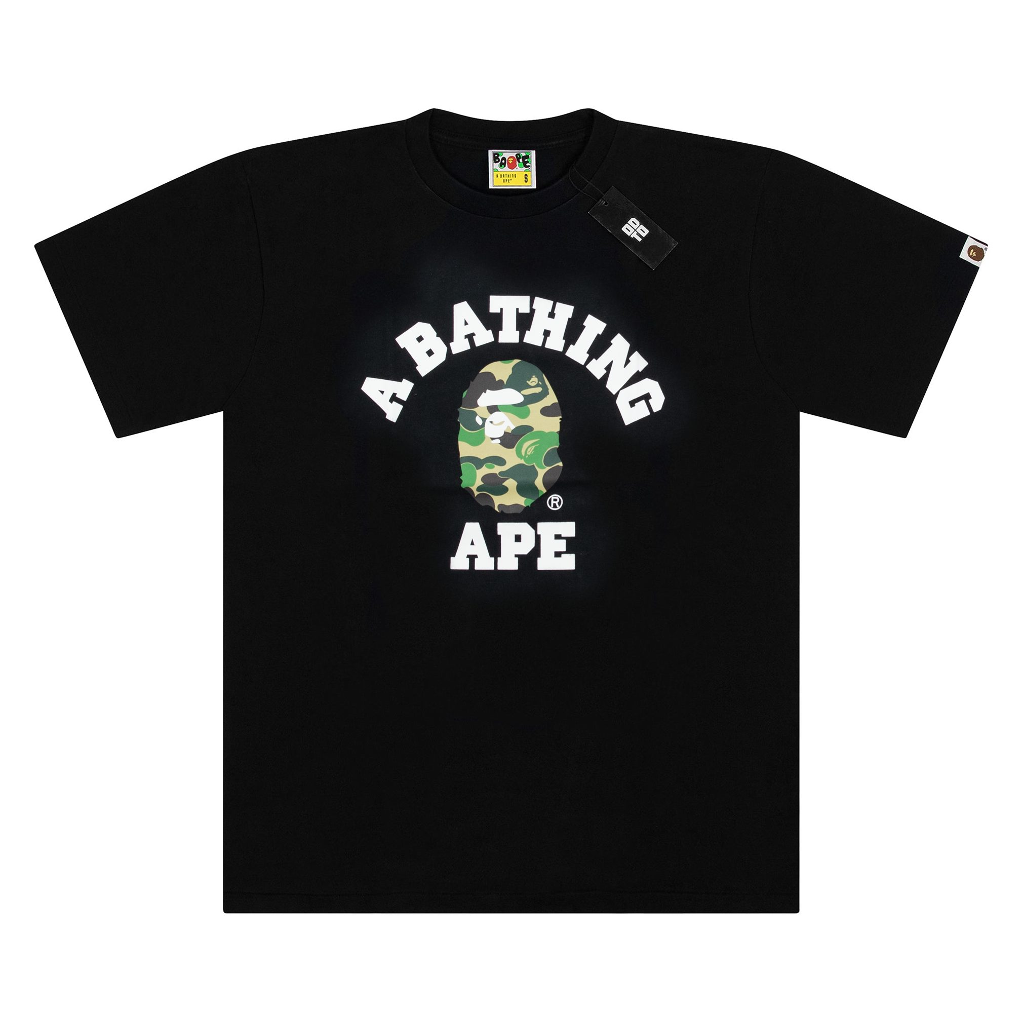 BAPE ABC CAMO COLLEGE TEE BLACK/GREEN