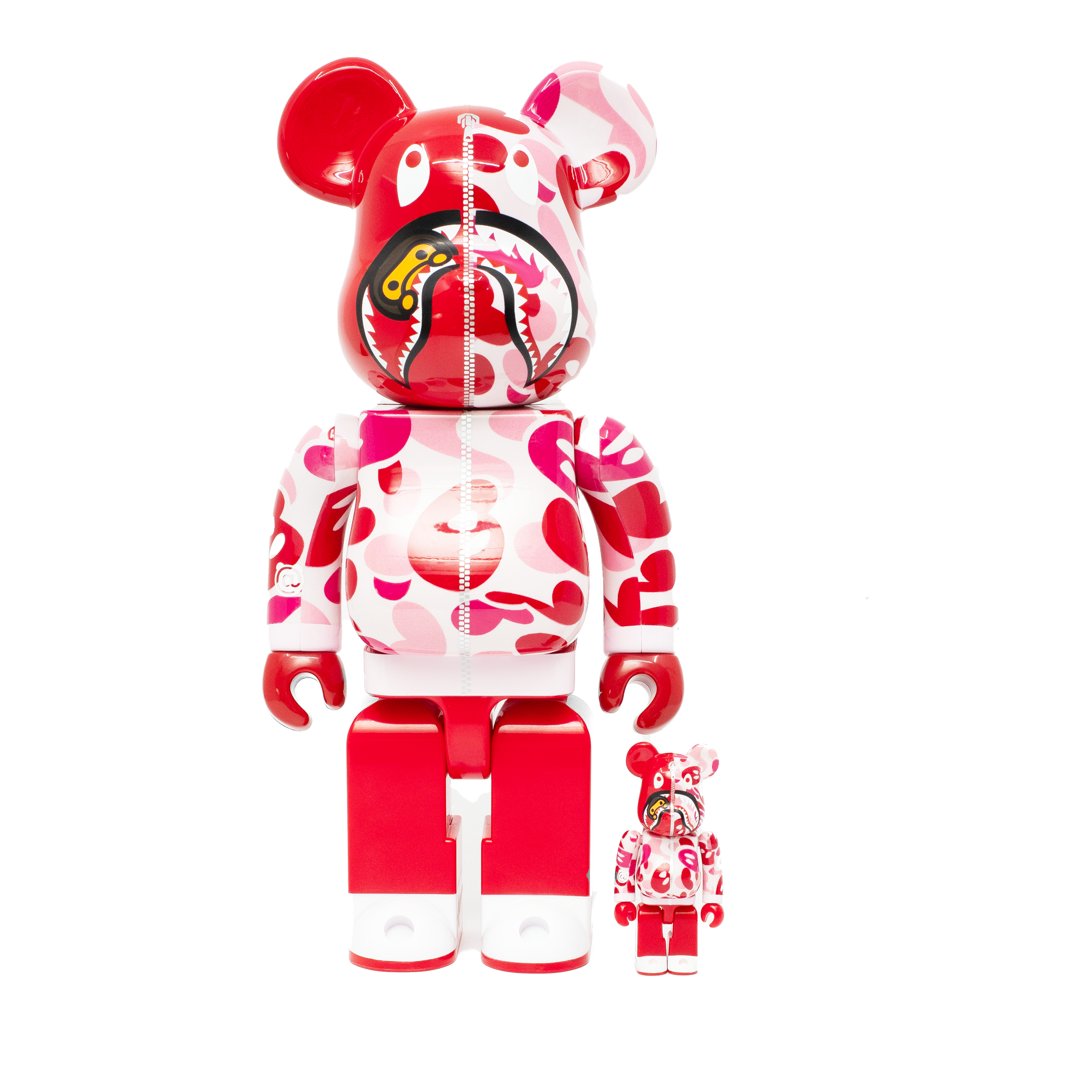 BEARBRICK BAPE BABY MILO ABC CAMO SHARK 100% & 400% SET PINK