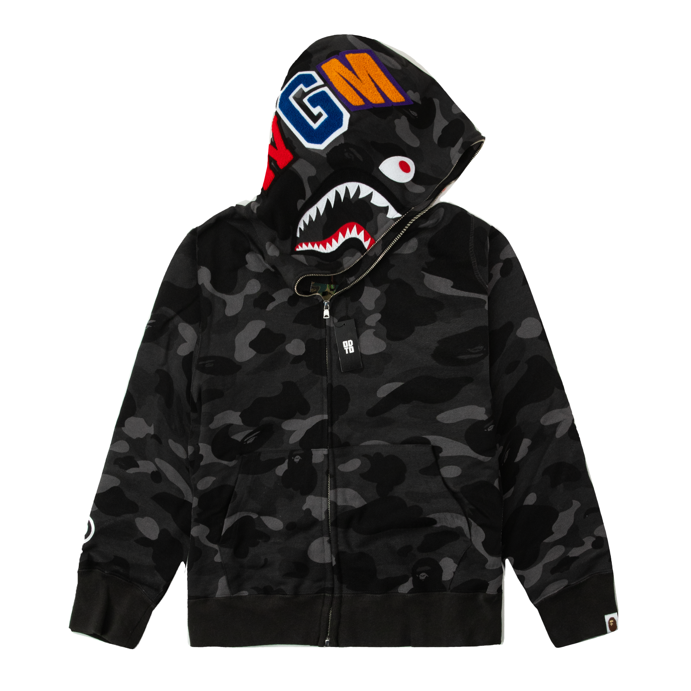 BAPE COLOUR CAMO SHARK FULL ZIP HOODIE BLACK