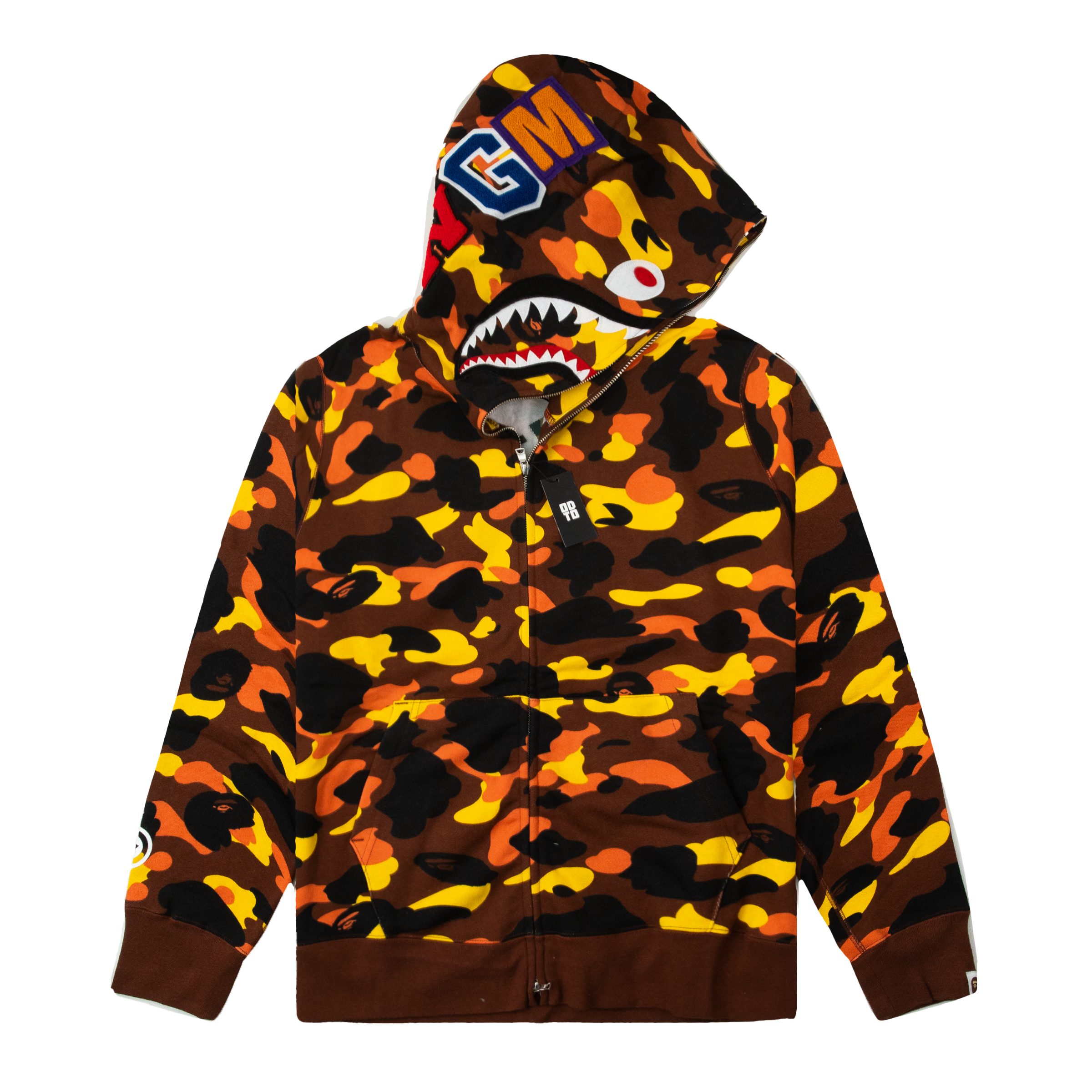 BAPE COLOUR CAMO SHARK FULL ZIP HOODIE ORANGE