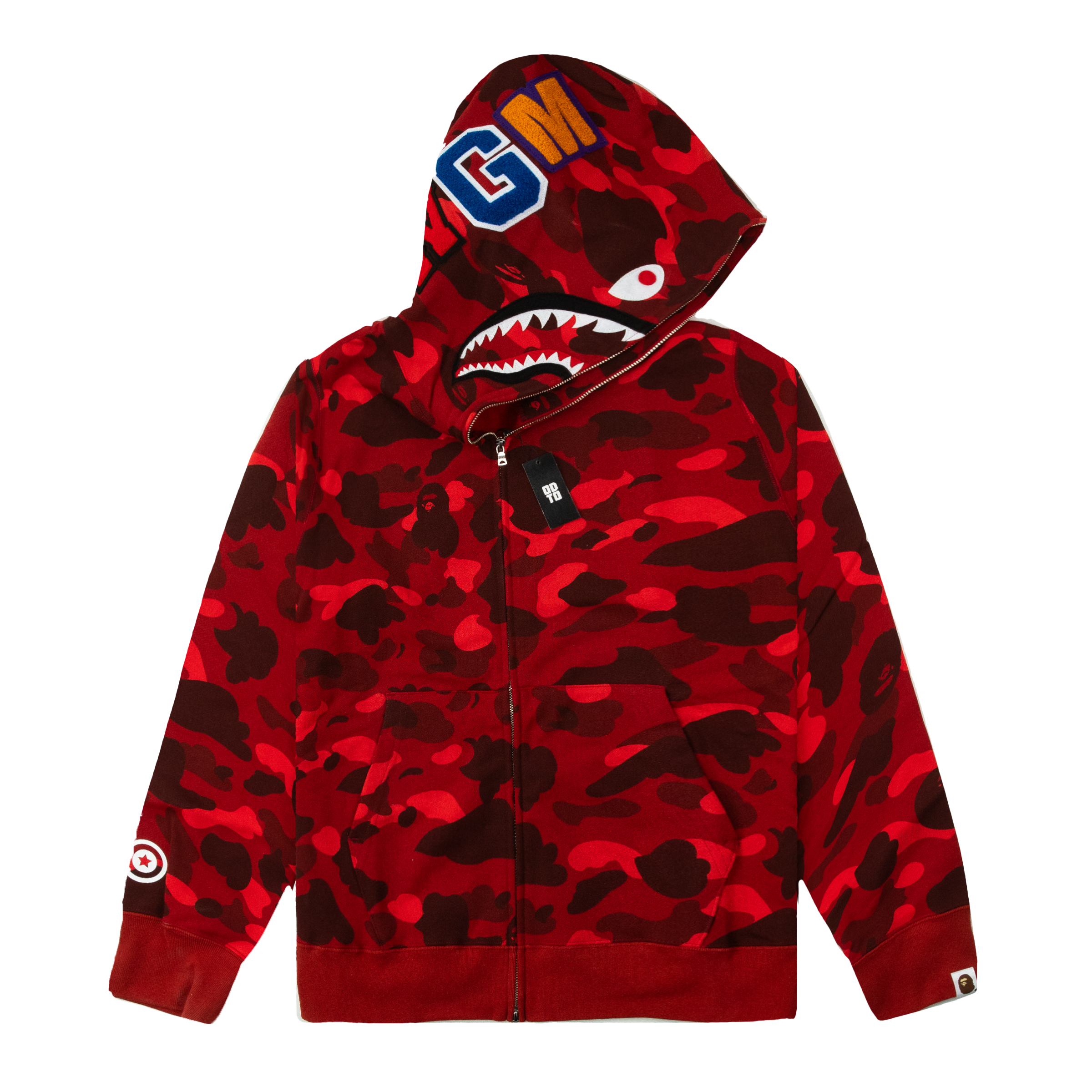 BAPE COLOUR CAMO SHARK FULL ZIP HOODIE RED