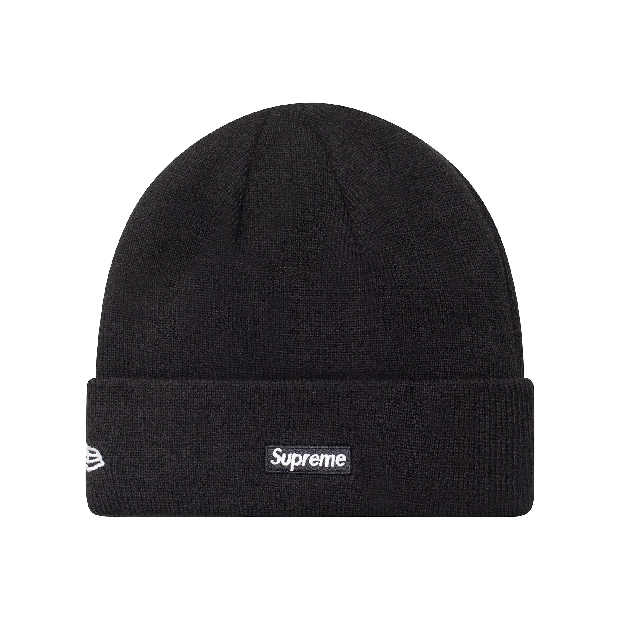 SUPREME NEW ERA 大学印花毛线帽黑色