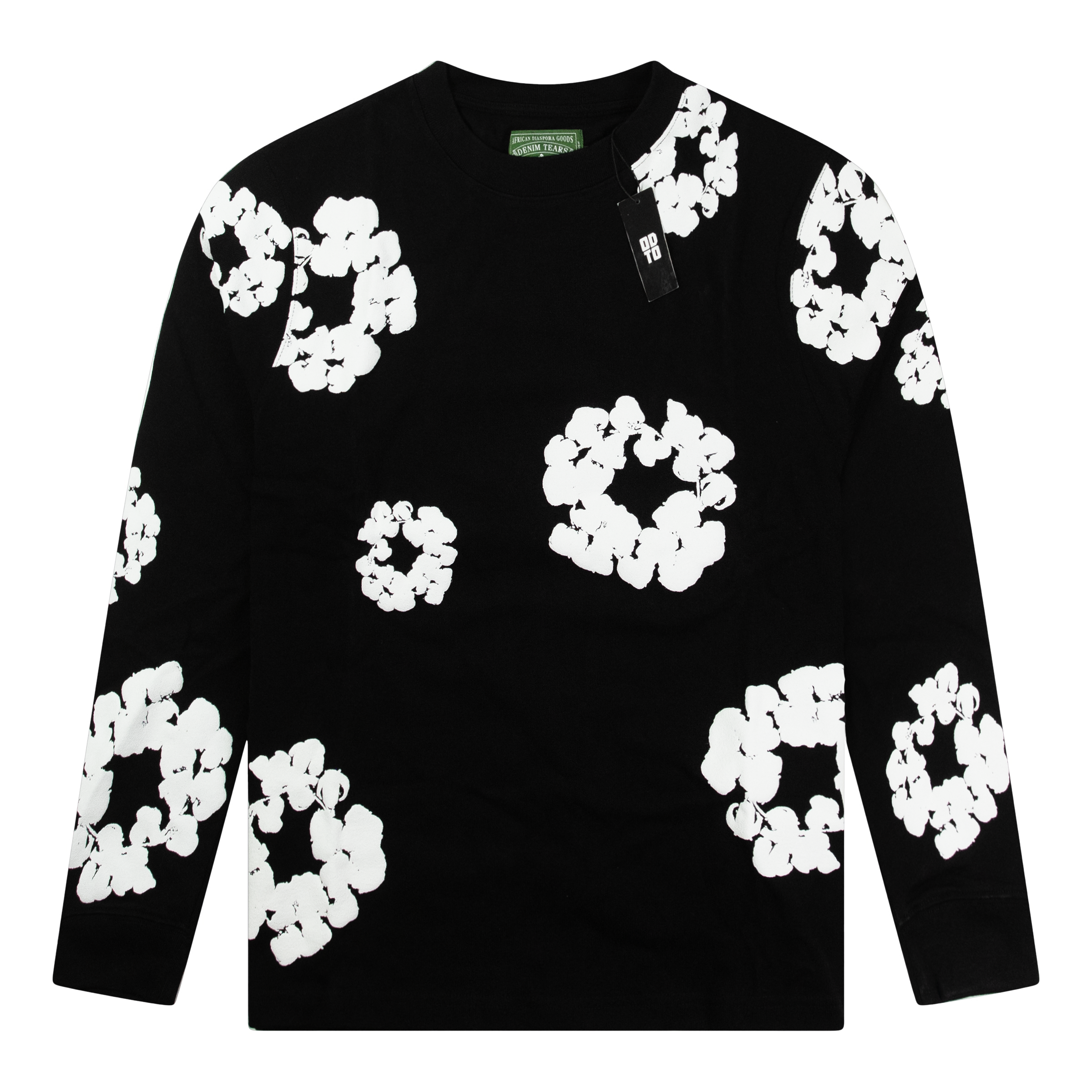 T-shirt Denim Tears Noir, Broderie Florale, Sans Manches – Coupé Classique En Coton