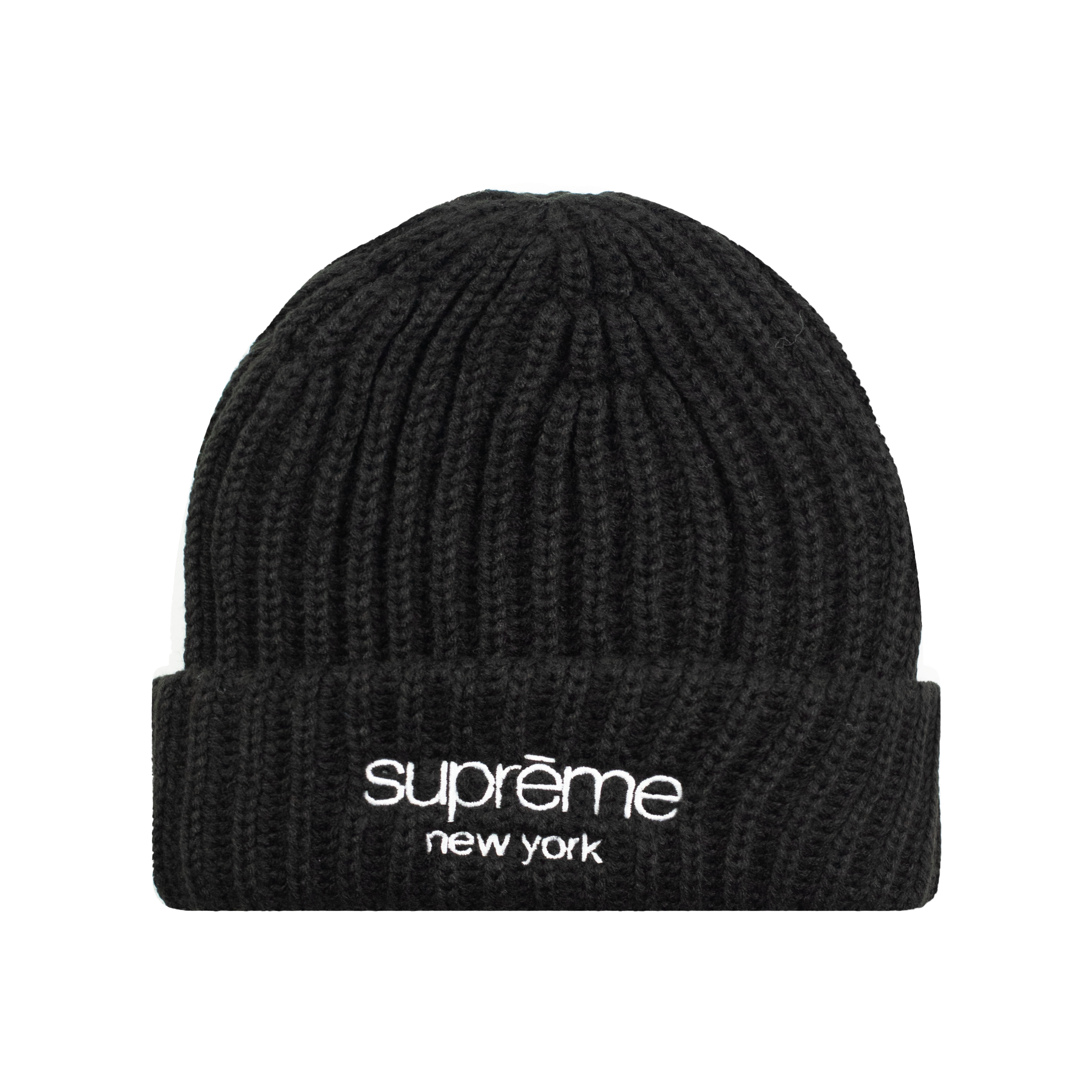 SUPREME CHUNKY RIB CLASSIC LOGO BEANIE BLACK
