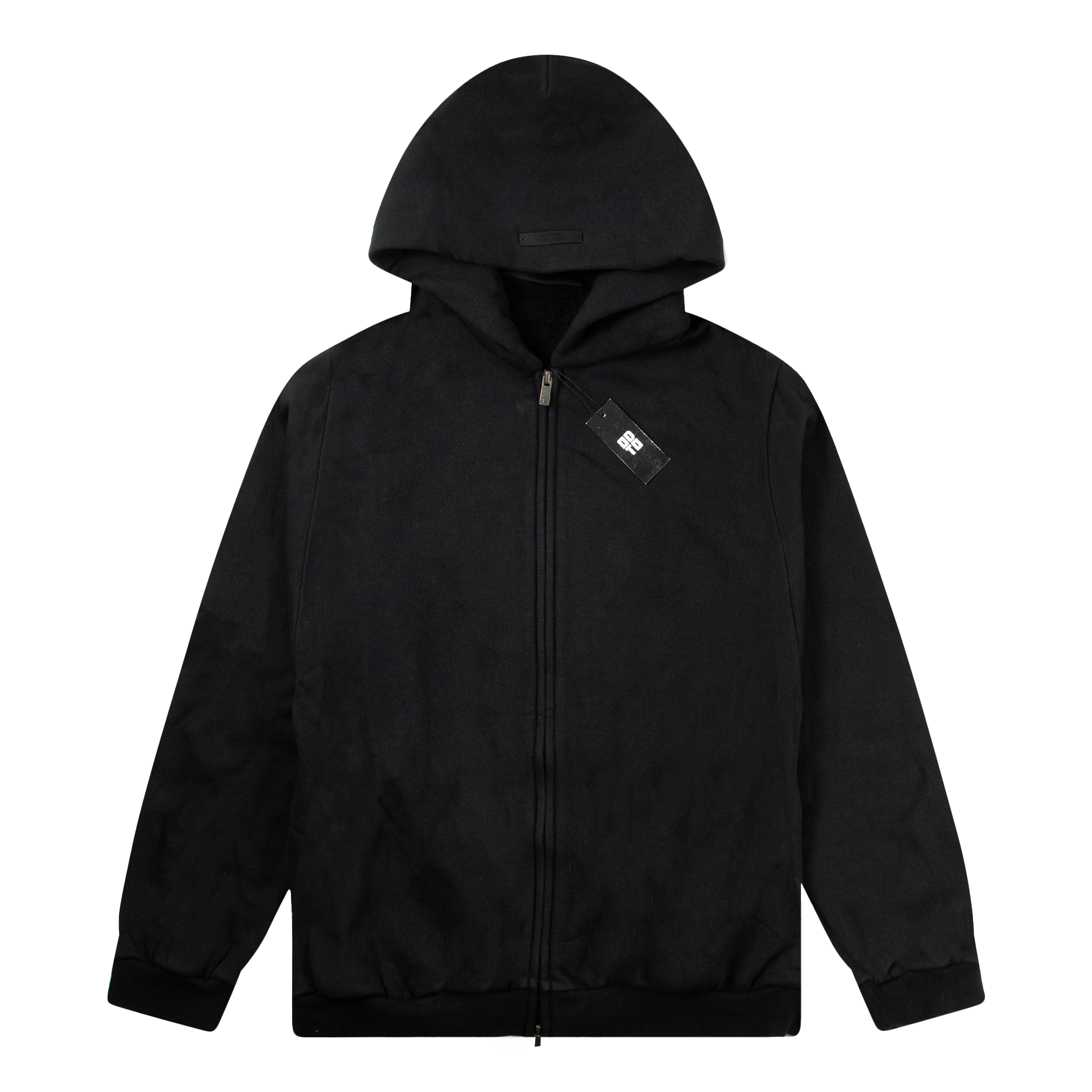 ESSENTIALS FW24 HEAVY FLEECE FULL ZIP HOODIE BLACK