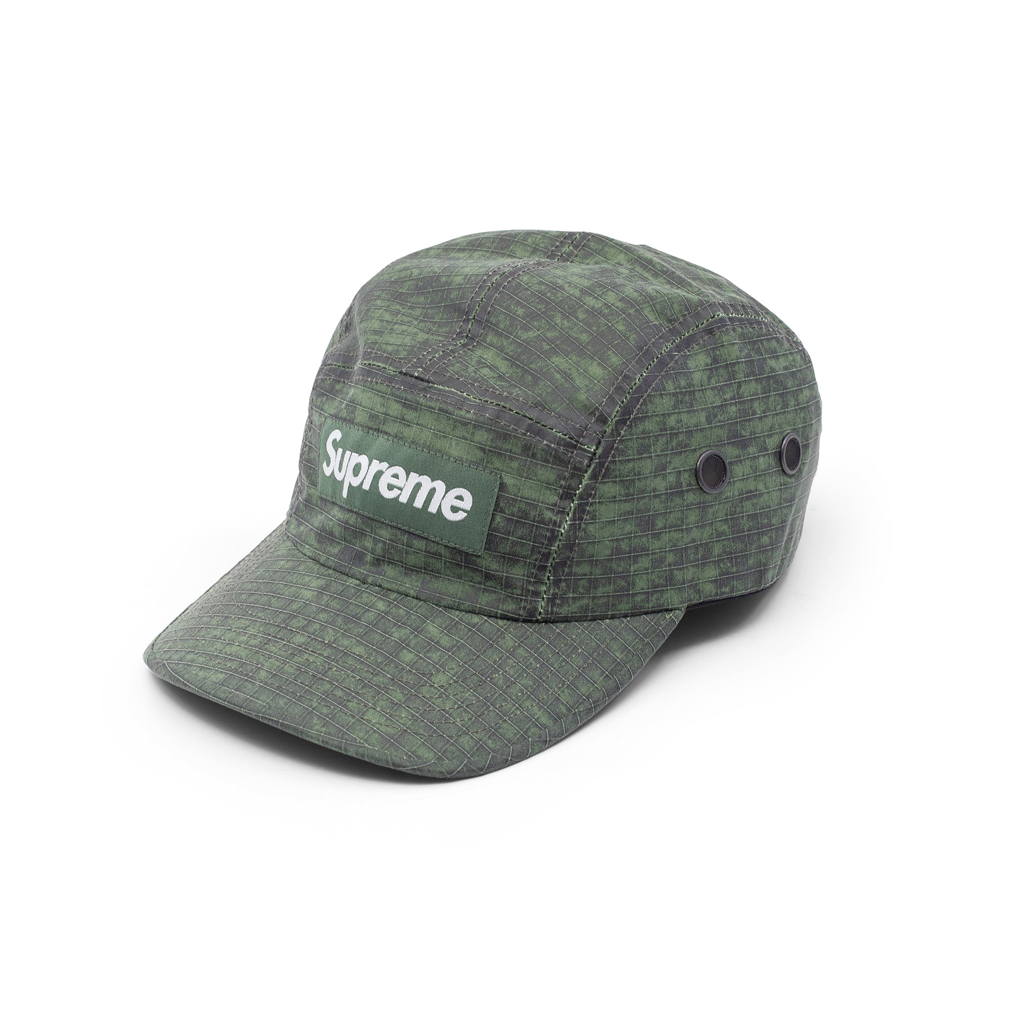 SUPREME DISTRESSED RIPSTOP CAMP CAP GREEN