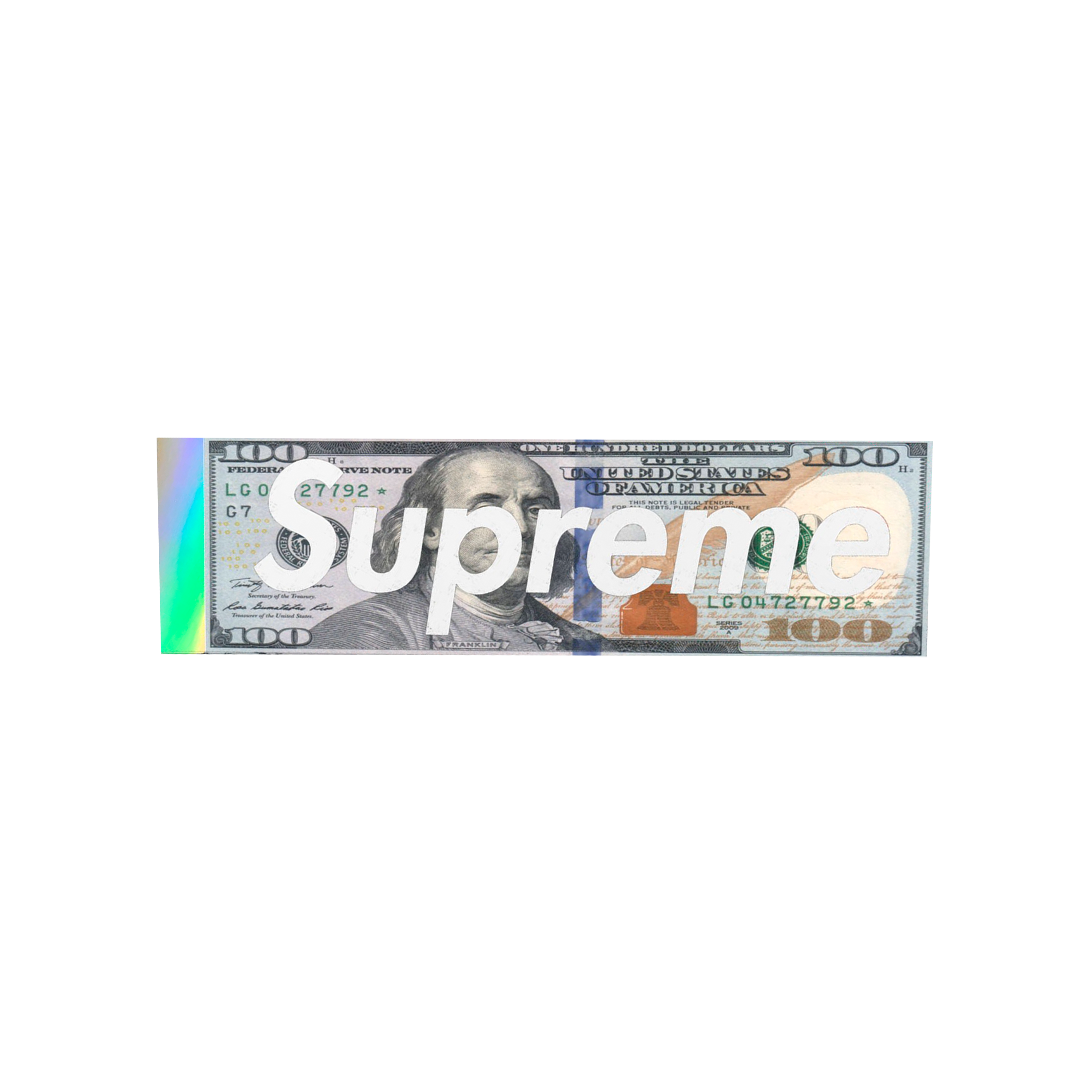 SUPREME $100 BILL STICKER