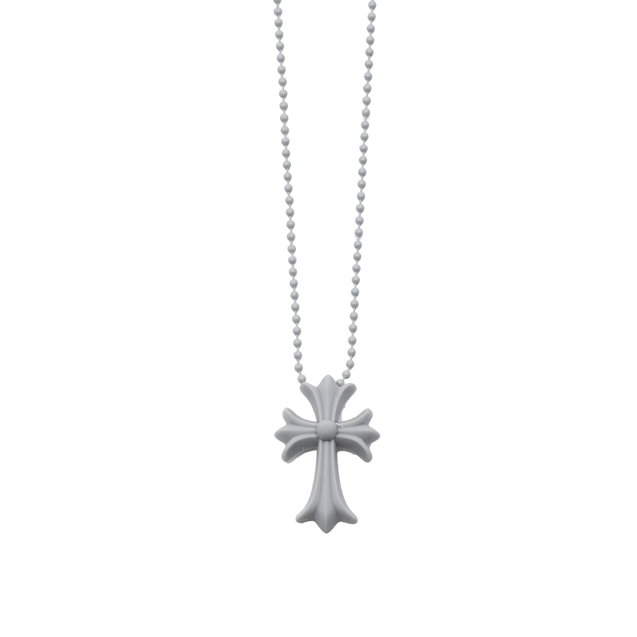 CHROME HEARTS SILICONE CROSS NECKLACE GREY