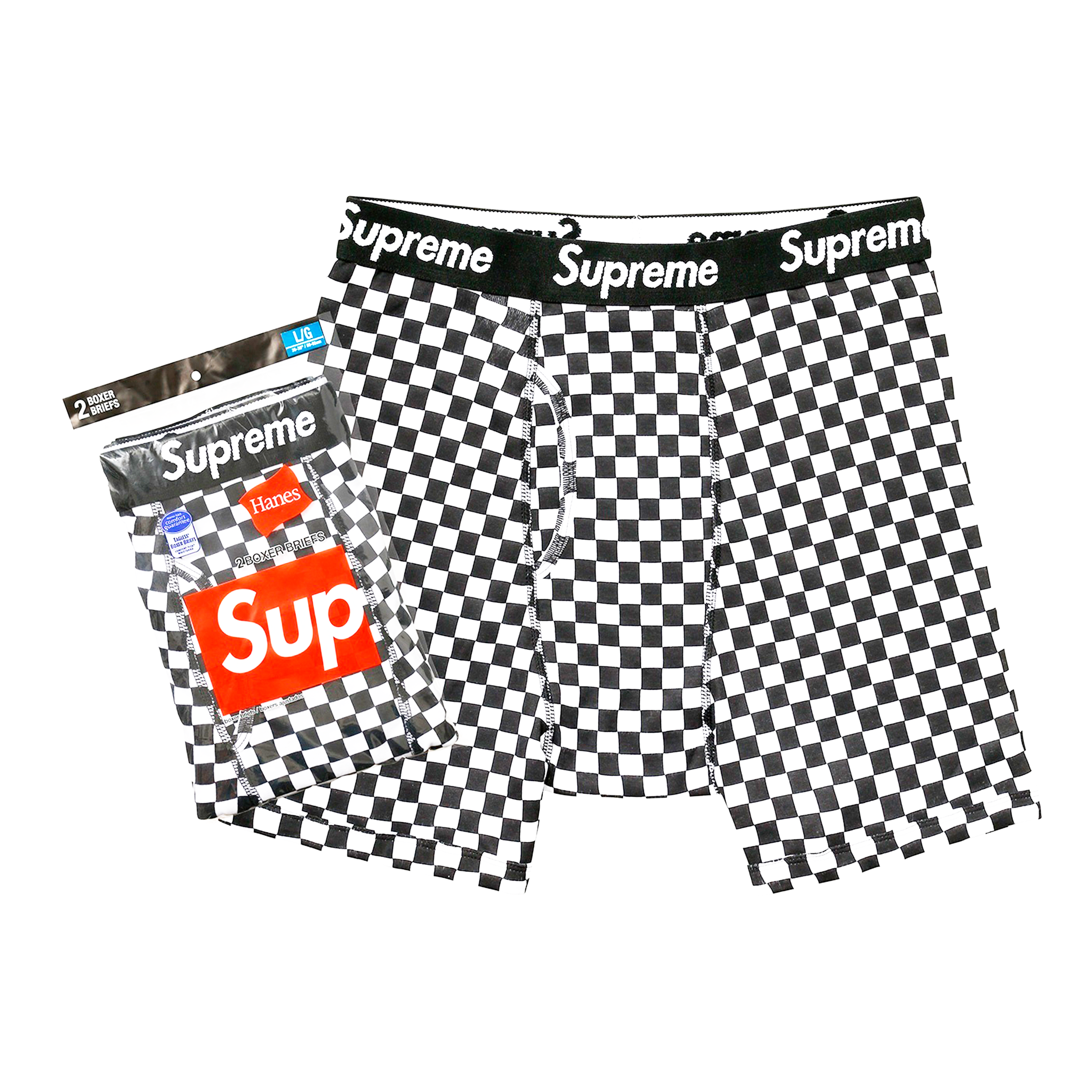 SUPREME HANES BOXER BRIEFS (2 PACK) CHECKERED