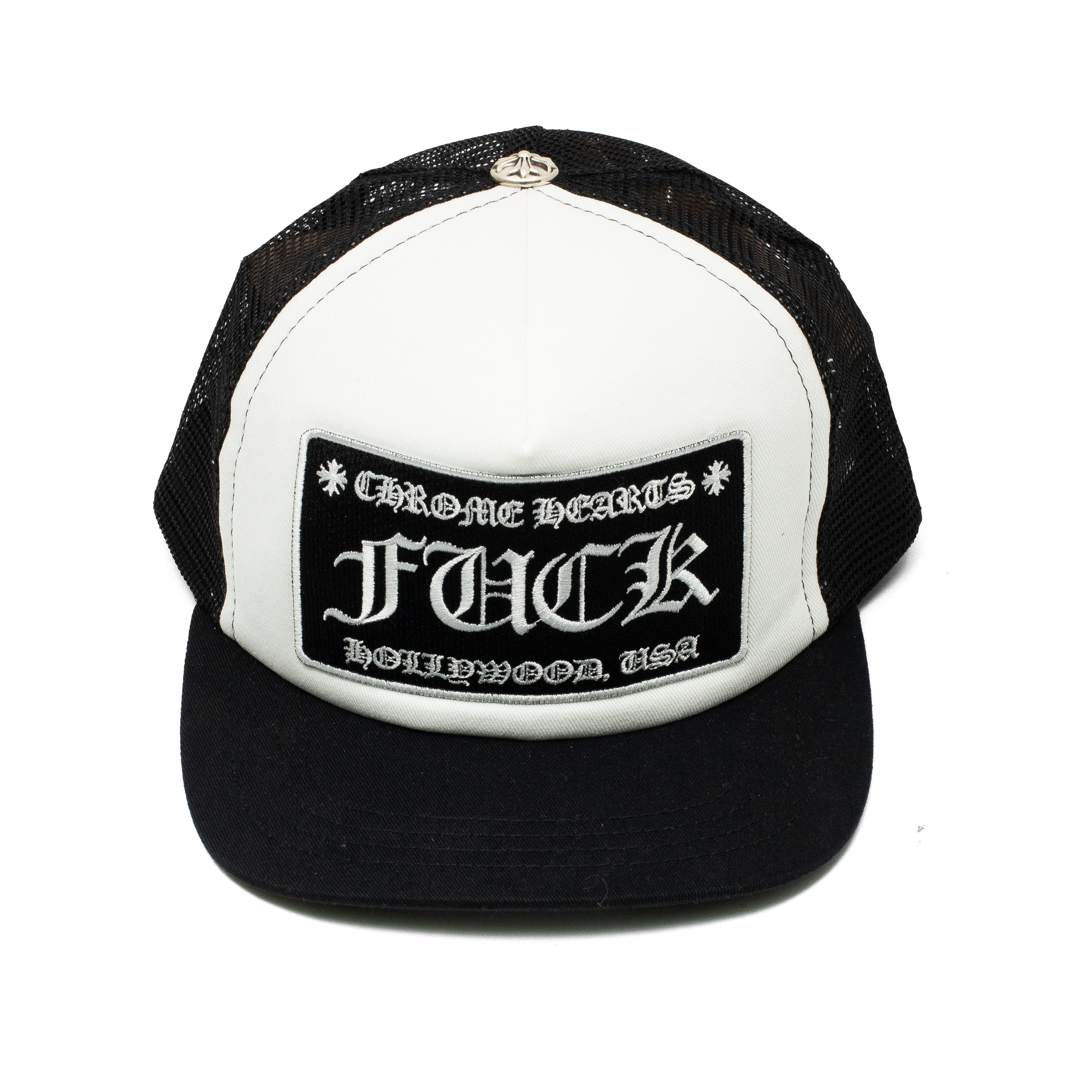 CHROME HEARTS FUCK HOLLYWOOD TRUCKER HAT WHITE
