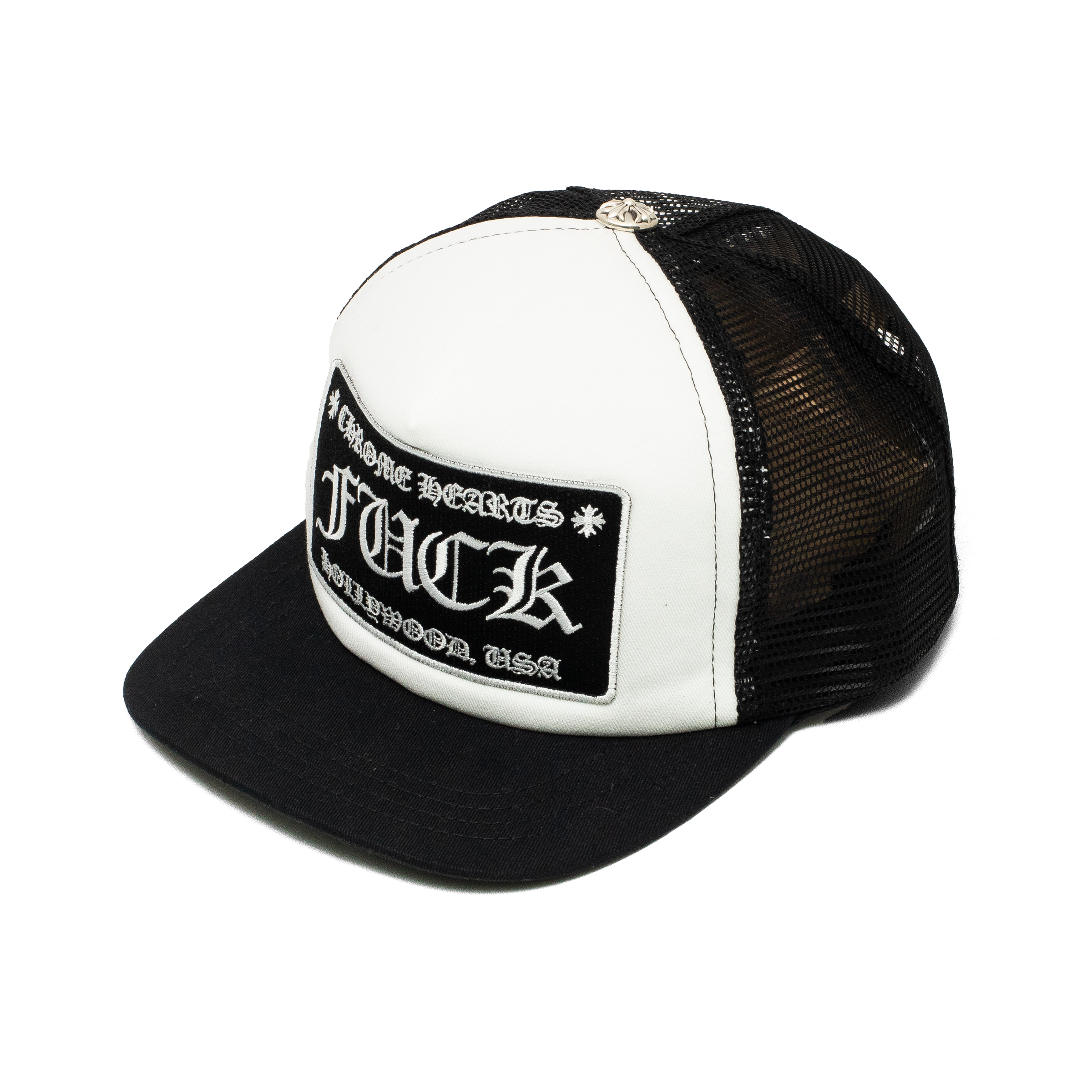 CHROME HEARTS FUCK HOLLYWOOD TRUCKER HAT WHITE