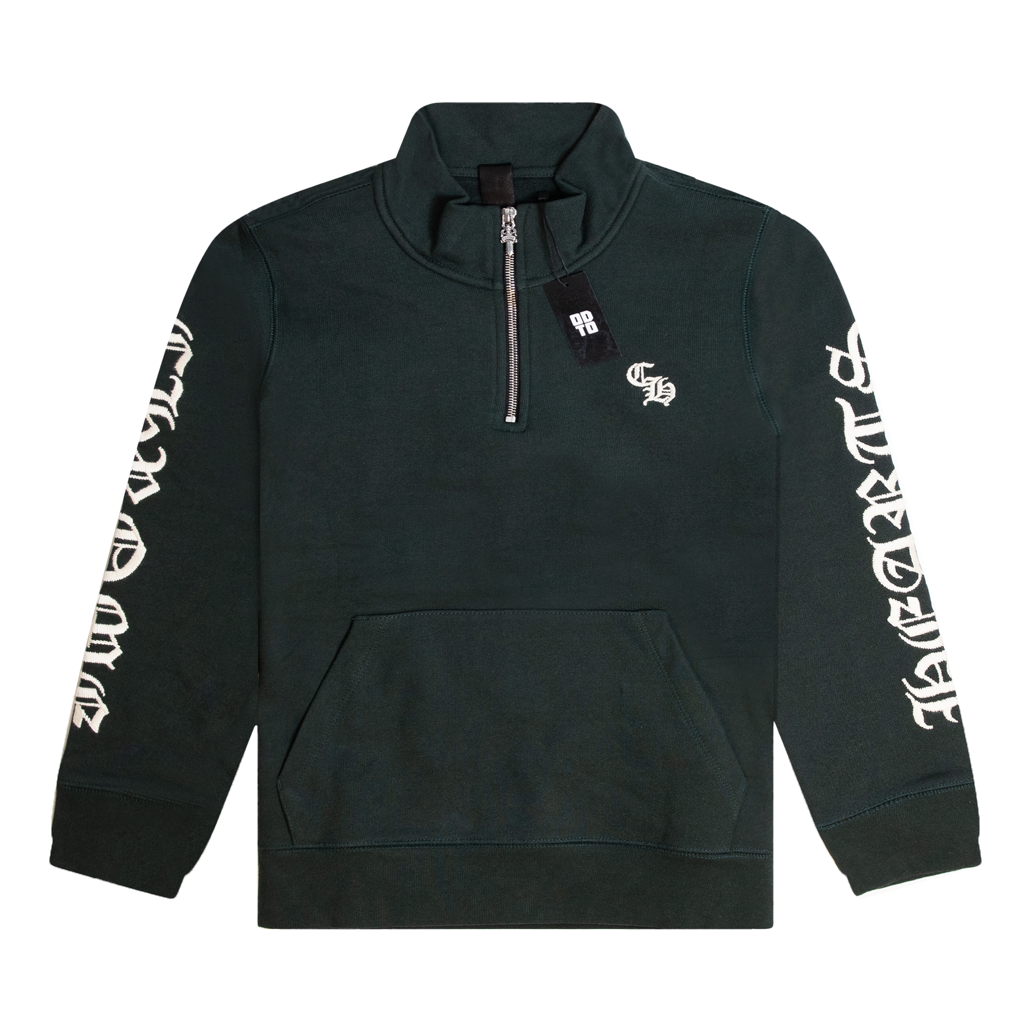 CHROME HEARTS EMBROIDERED QUARTER ZIP PULLOVER GREEN