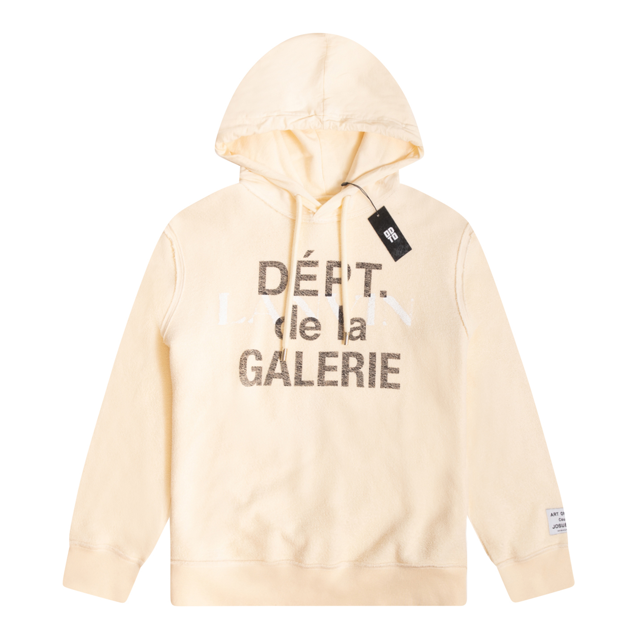 GALLERY DEPT. LANVIN LOGO WASHED COTTON RELAXED HOODIE BEIGE